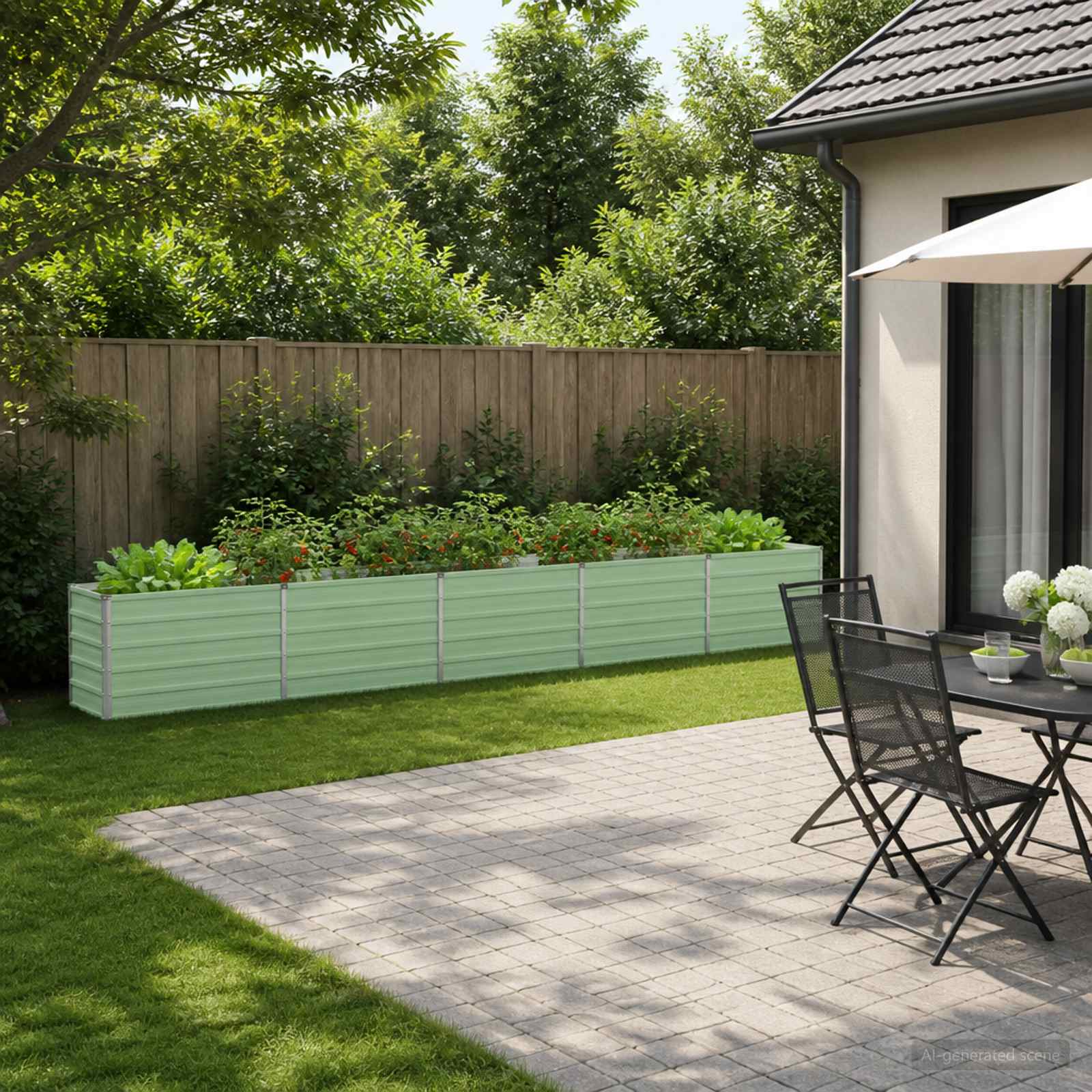 Verhoogd Tuinbed Pastelgroen 400 x 40 x 55 cm koudgewalst staal image 1