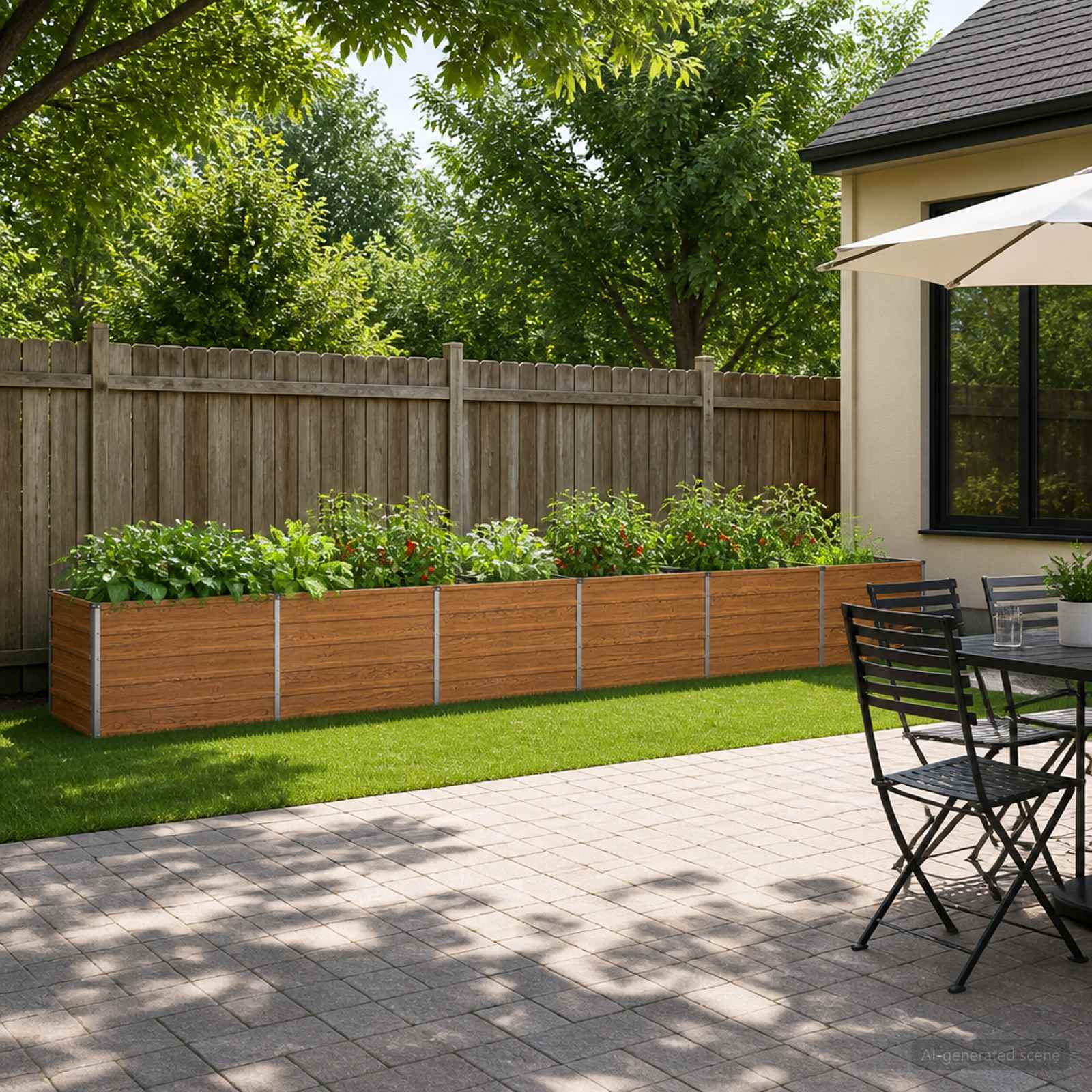 Verhoogd Tuinbed Houtbruin 480 x 40 x 55 cm koudgewalst staal image 1