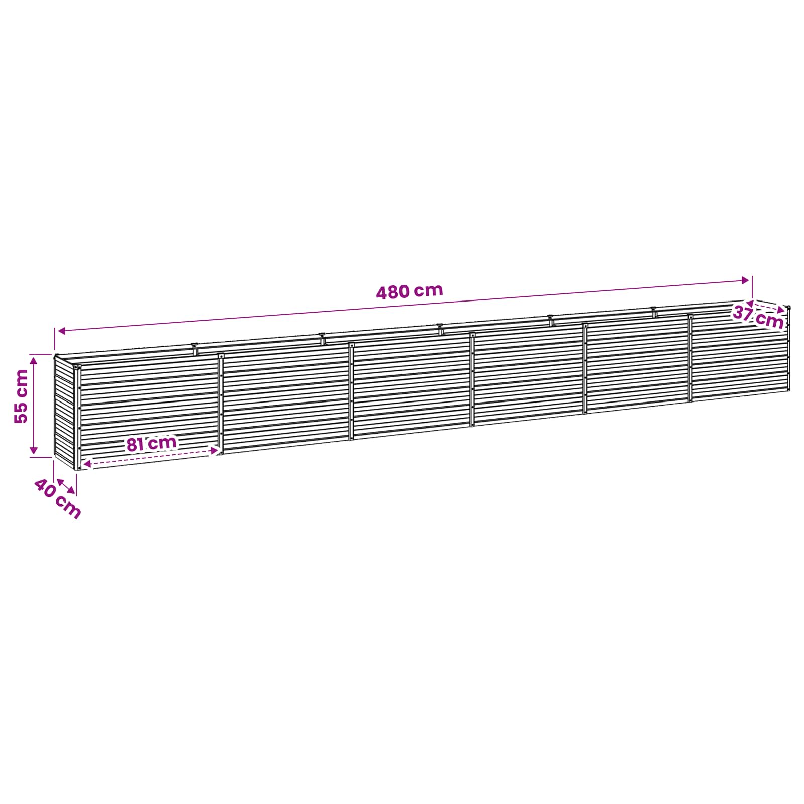 Verhoogd Tuinbed Groen 480 x 40 x 55 cm koudgewalst stalen image 9