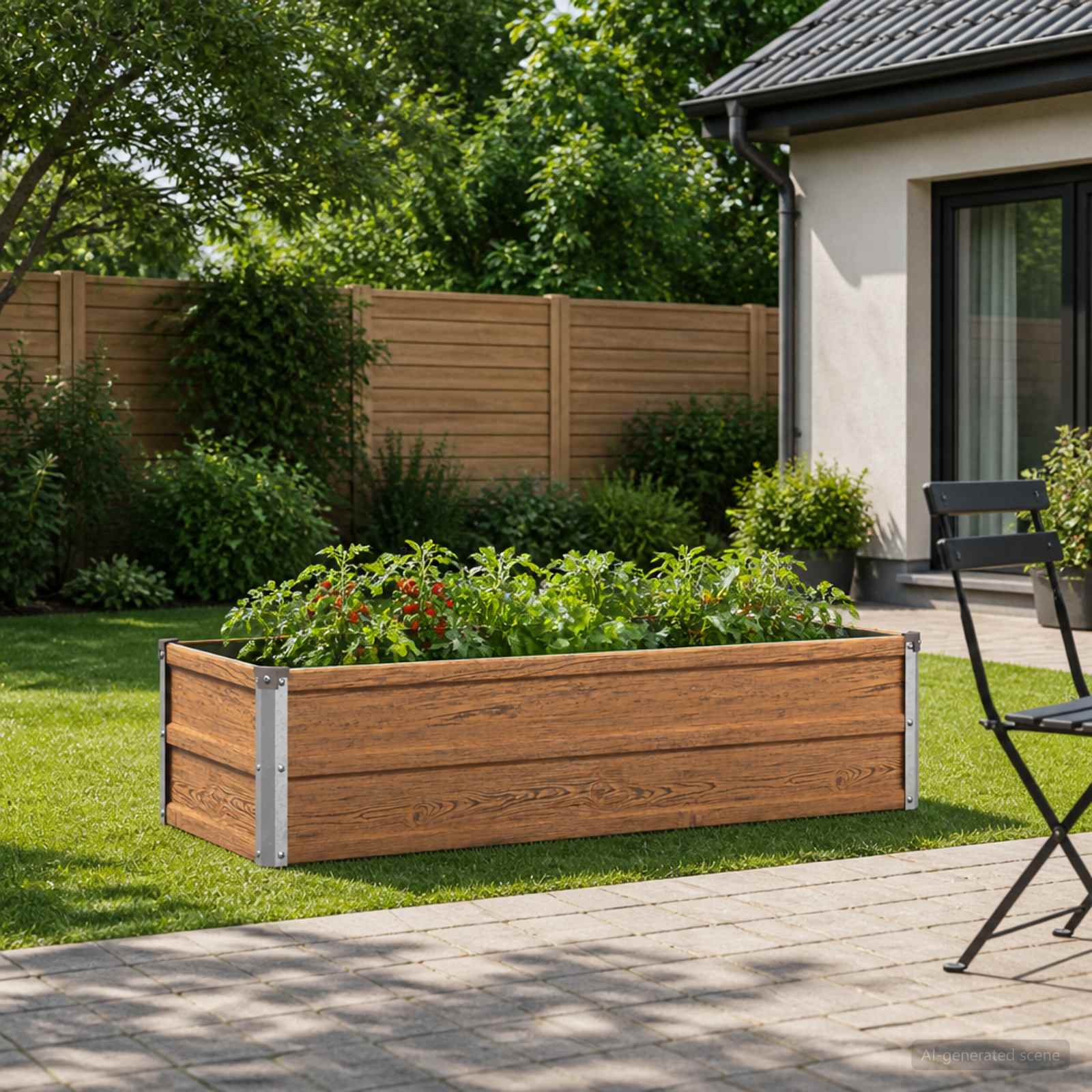 Verhoogd Tuinbed Houtbruin 100 x 40 x 24 cm koudgewalst staal image 1