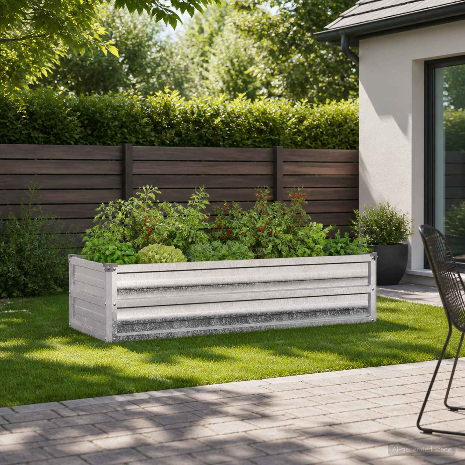 Verhoogd Tuinbed Zilverkleurig 100 x 40 x 24 cm gegalvaniseerd image 1