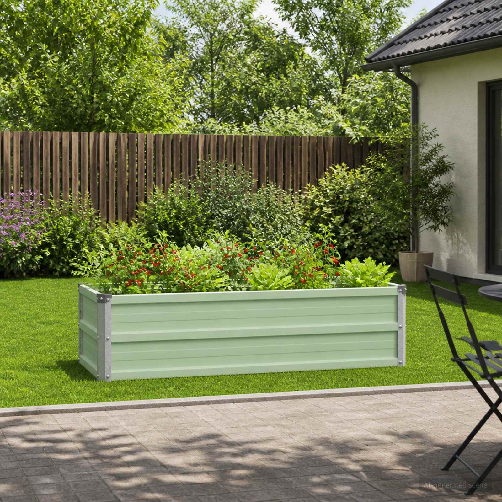 Verhoogd Tuinbed Pastelgroen 100 x 40 x 24 cm koudgewalst staal image 1
