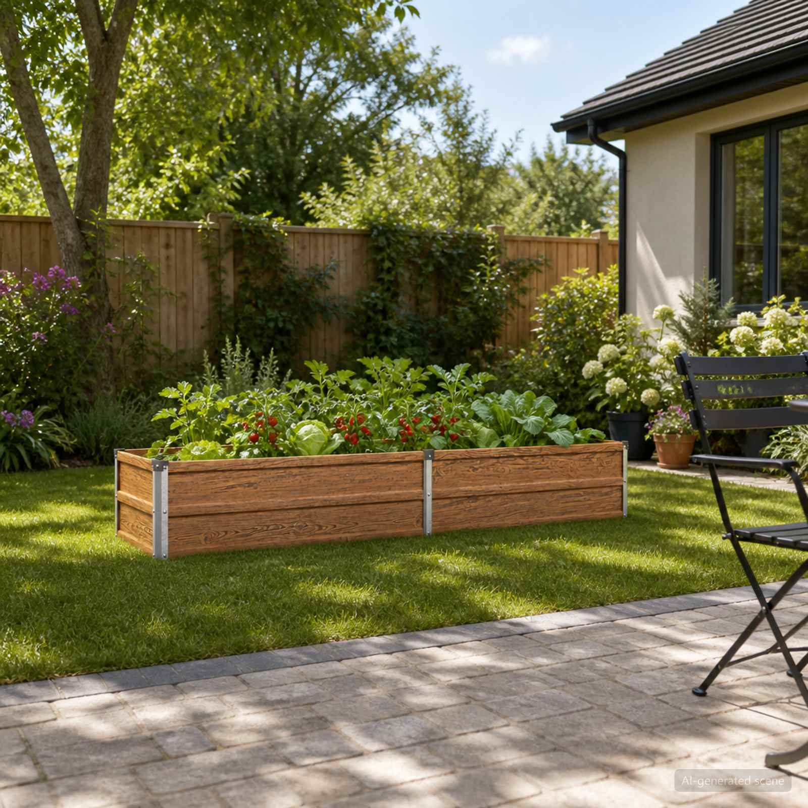 Verhoogd Tuinbed Houtbruin 160 x 40 x 24 cm koudgewalst staal image 1