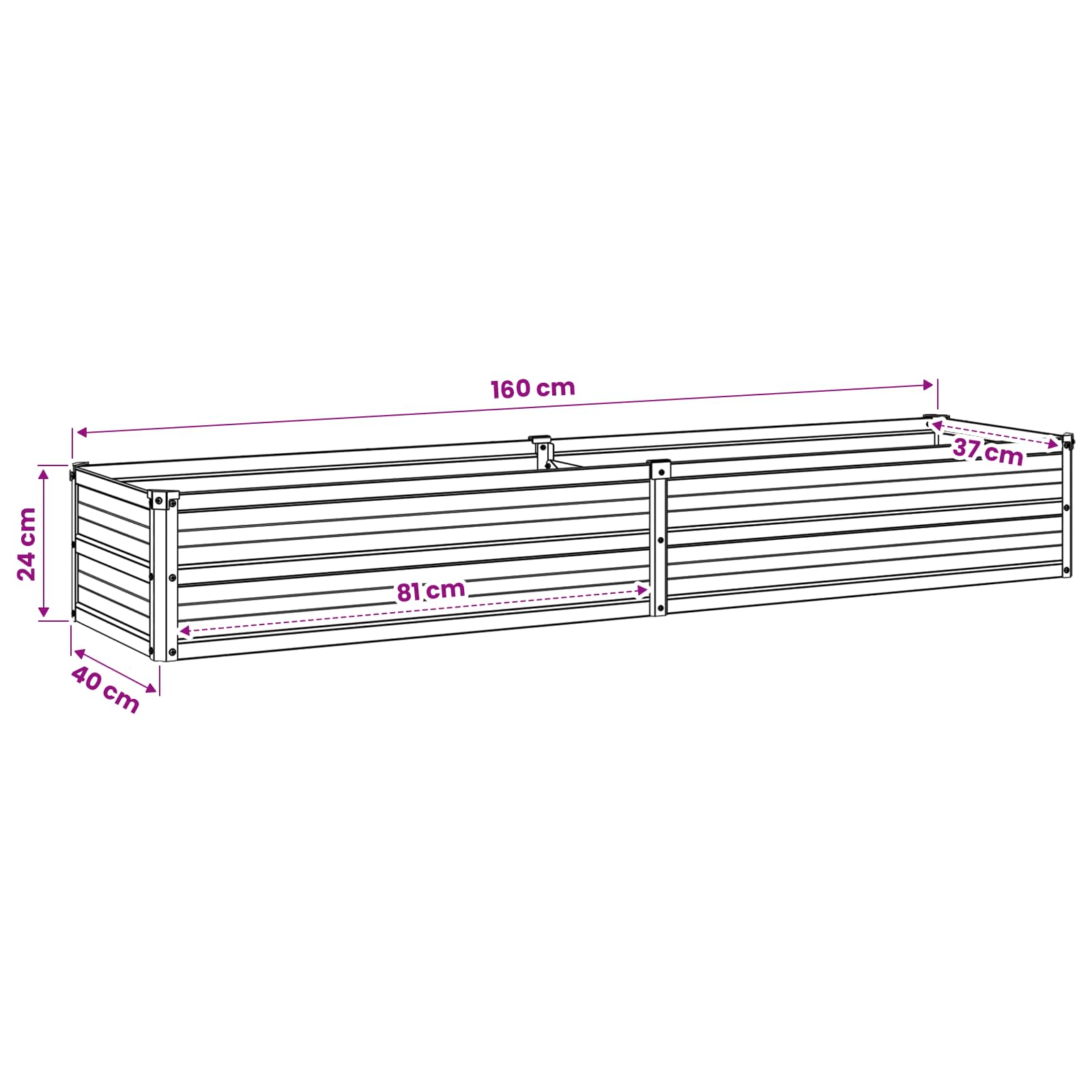 Verhoogd Tuinbed Groen 160 x 40 x 24 cm koudgewalst stalen image 9