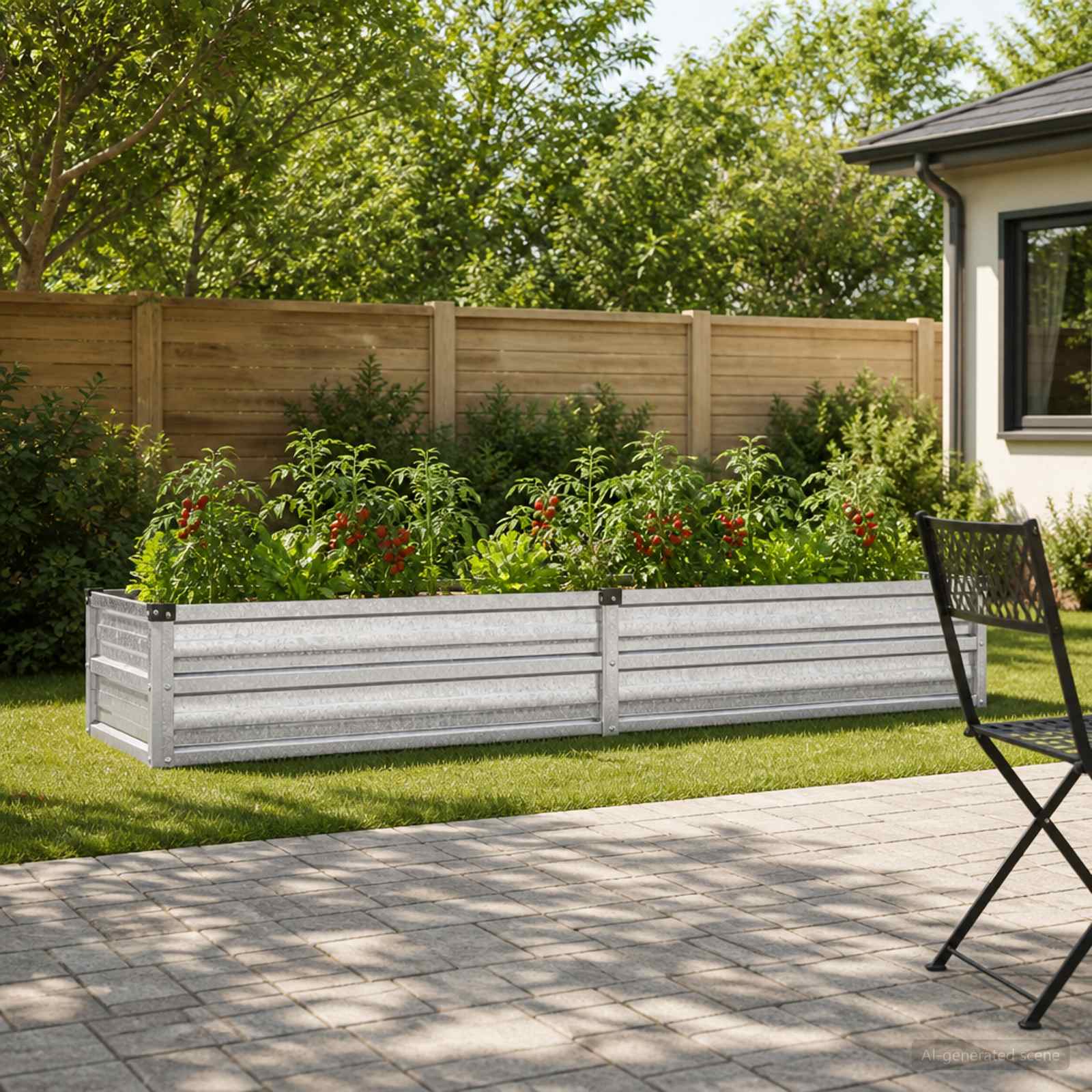 Verhoogd Tuinbed Zilverkleurig 160 x 40 x 24 cm gegalvaniseerd image 1