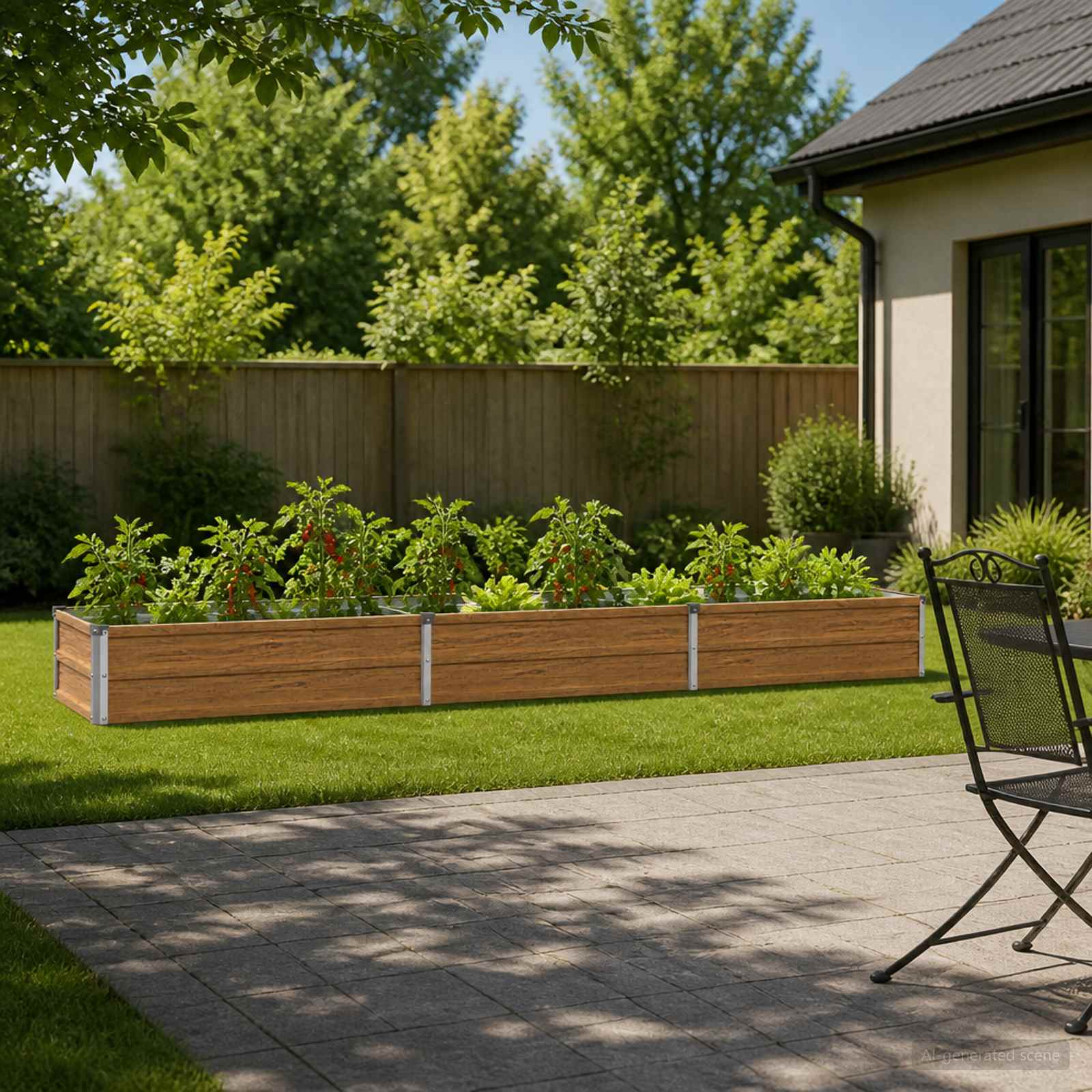 Verhoogd Tuinbed Houtbruin 240 x 40 x 24 cm koudgewalst staal image 1