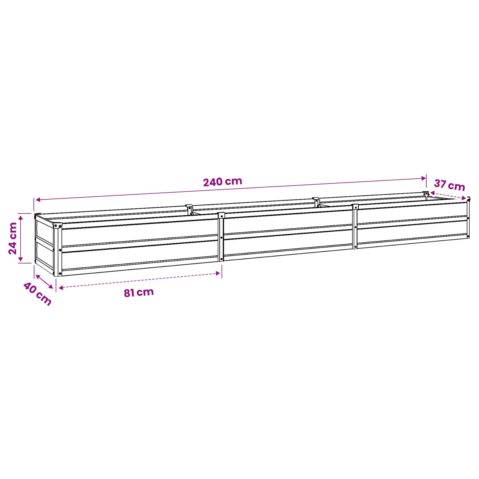 Verhoogd Tuinbed Groen 240 x 40 x 24 cm koudgewalst stalen image 9