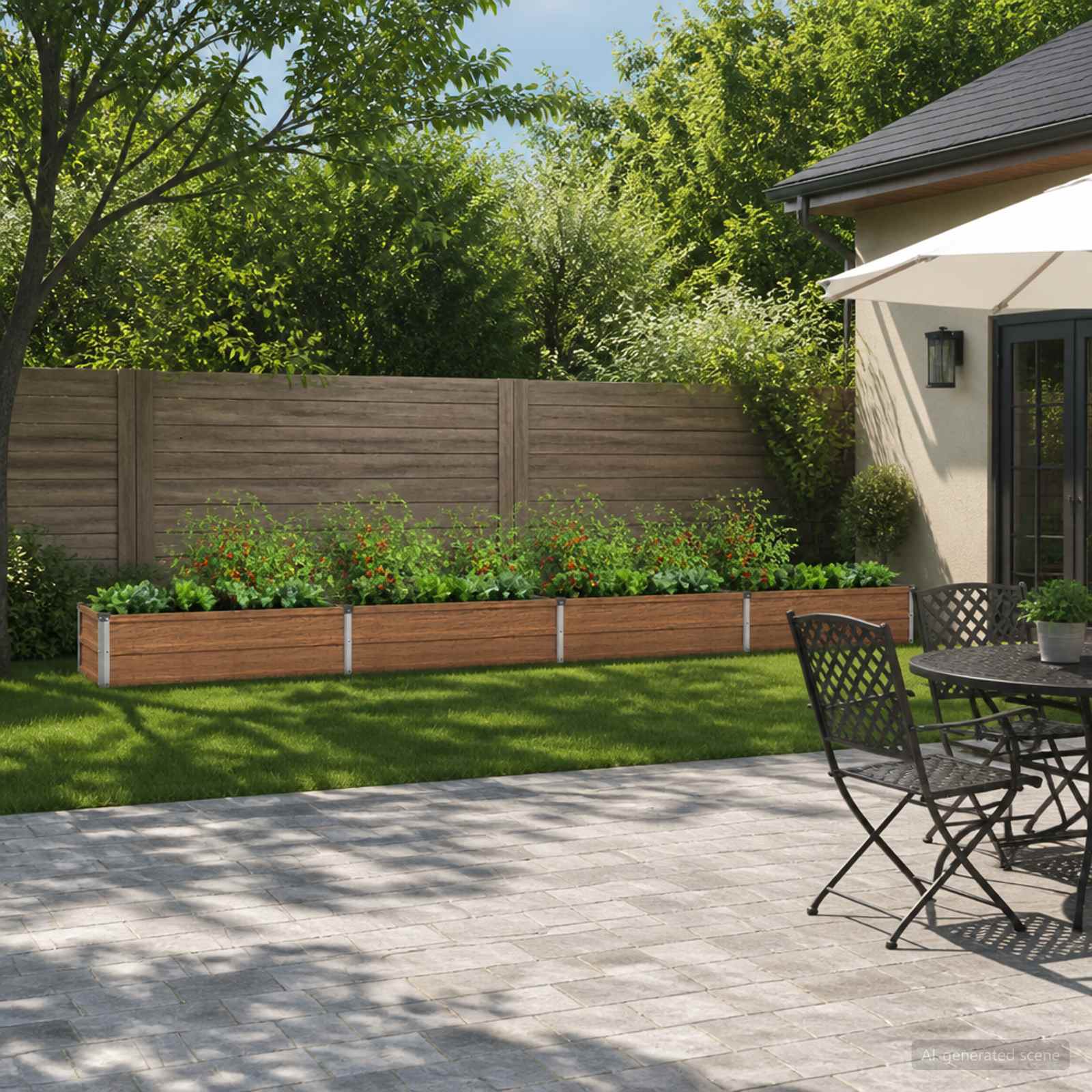 Verhoogd Tuinbed Houtbruin 320 x 40 x 24 cm koudgewalst staal image 1