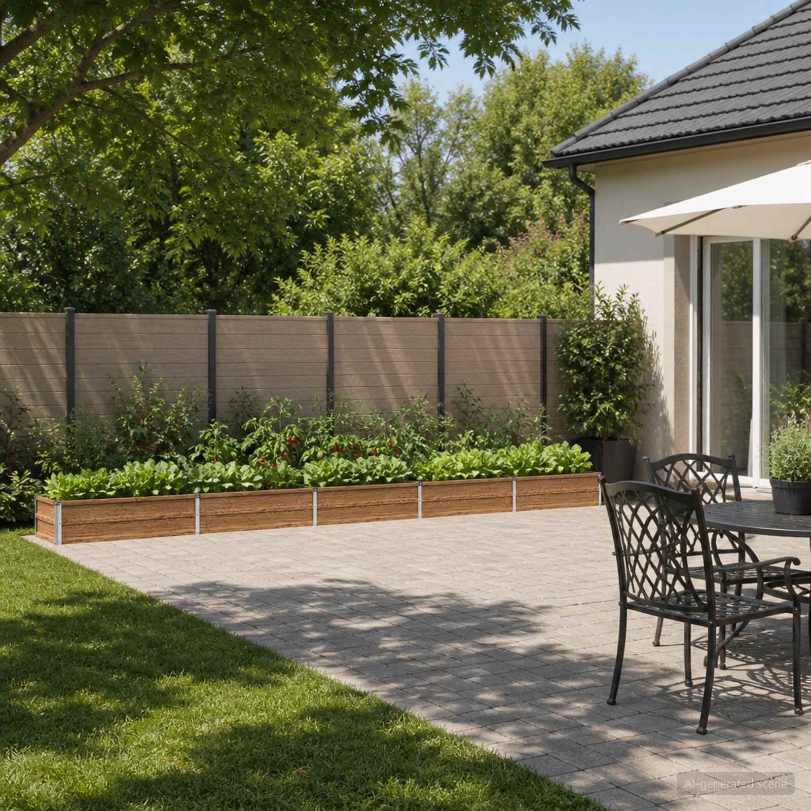 Verhoogd Tuinbed Houtbruin 400 x 40 x 24 cm koudgewalst staal image 1