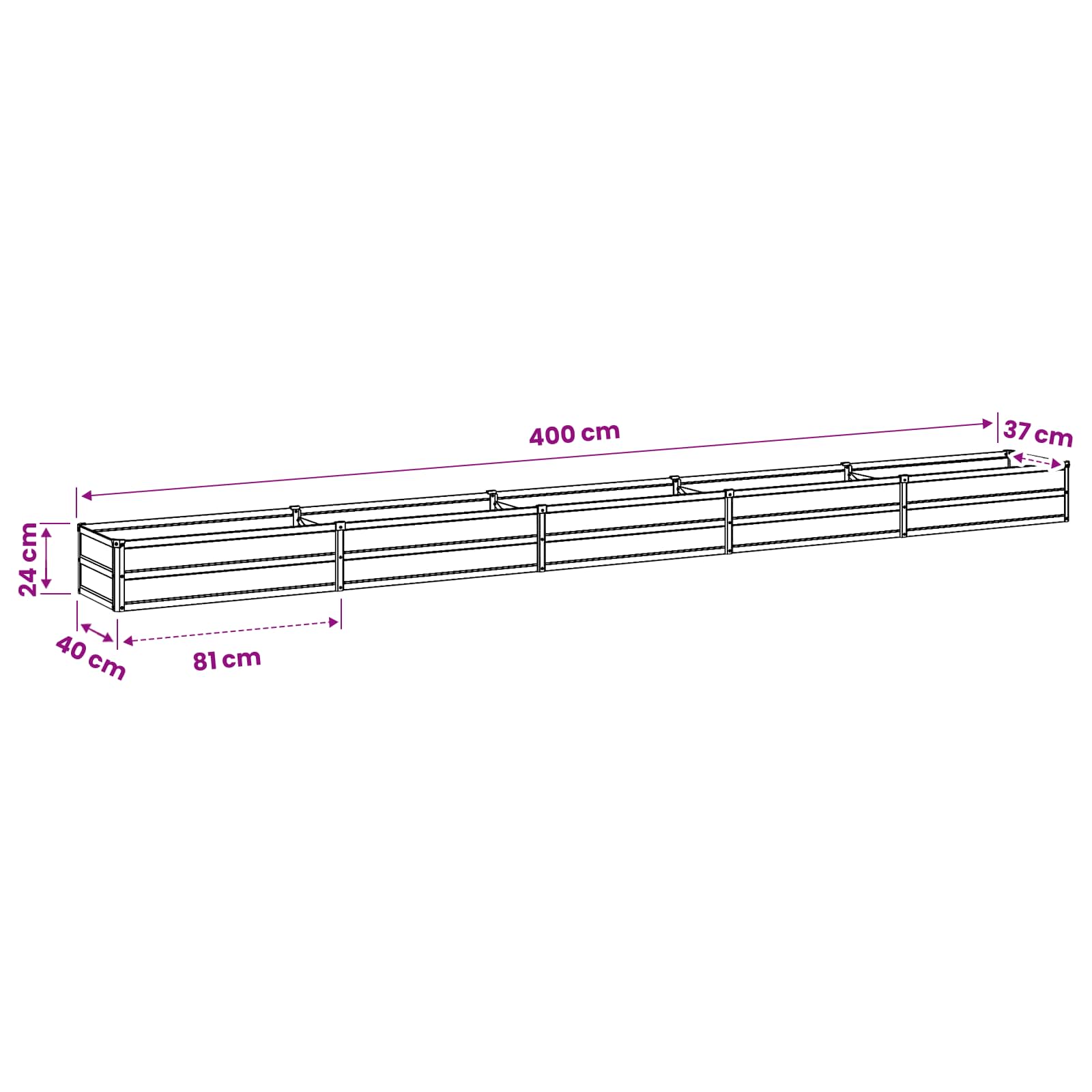 Verhoogd Tuinbed Zilverkleurig 400 x 40 x 24 cm gegalvaniseerd image 10