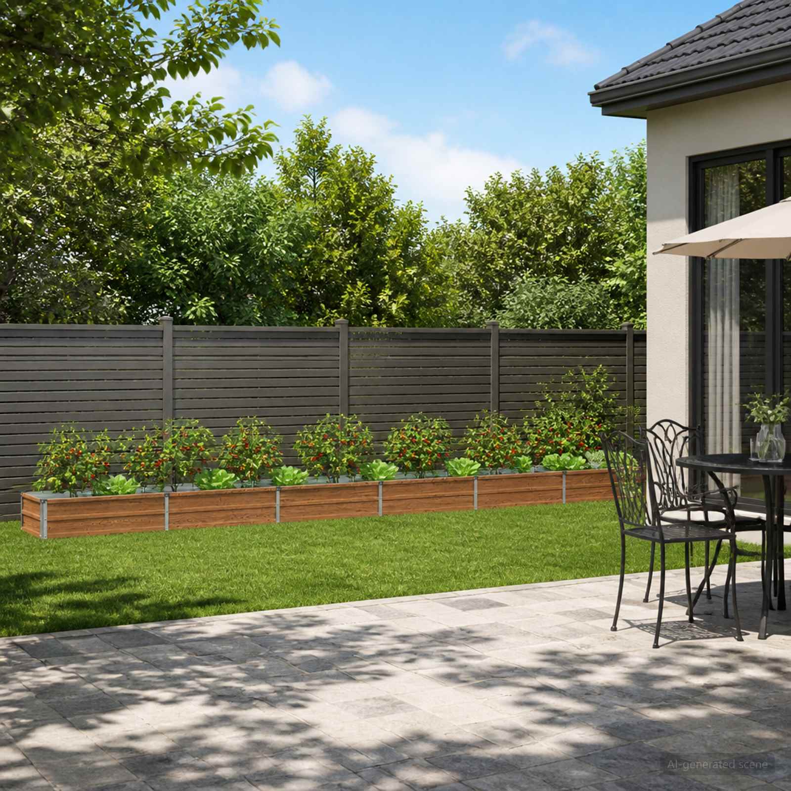 Verhoogd Tuinbed Houtbruin 480 x 40 x 24 cm koudgewalst staal image 1
