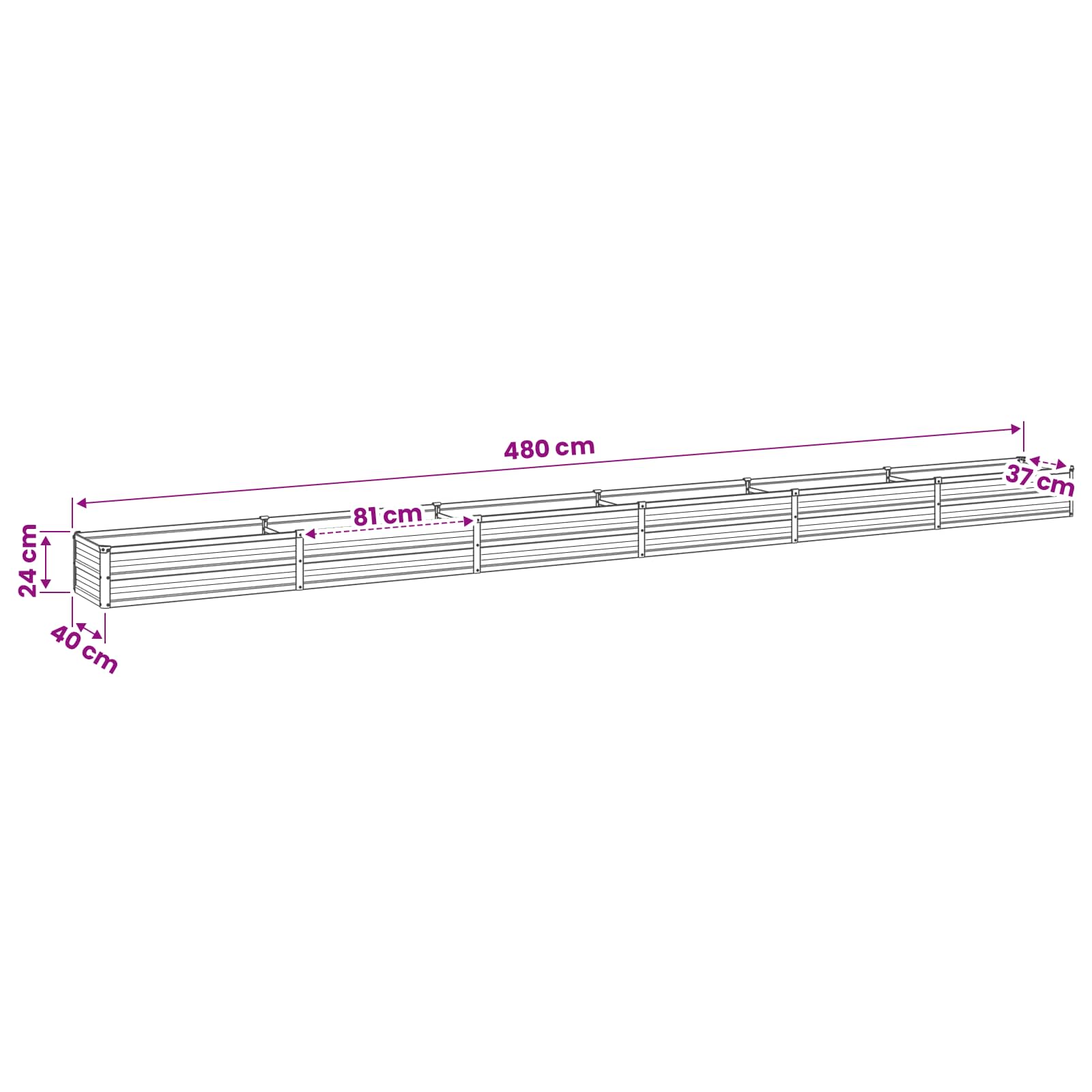Verhoogd Tuinbed Antracietkleurig 480 x 40 x 24 cm image 9