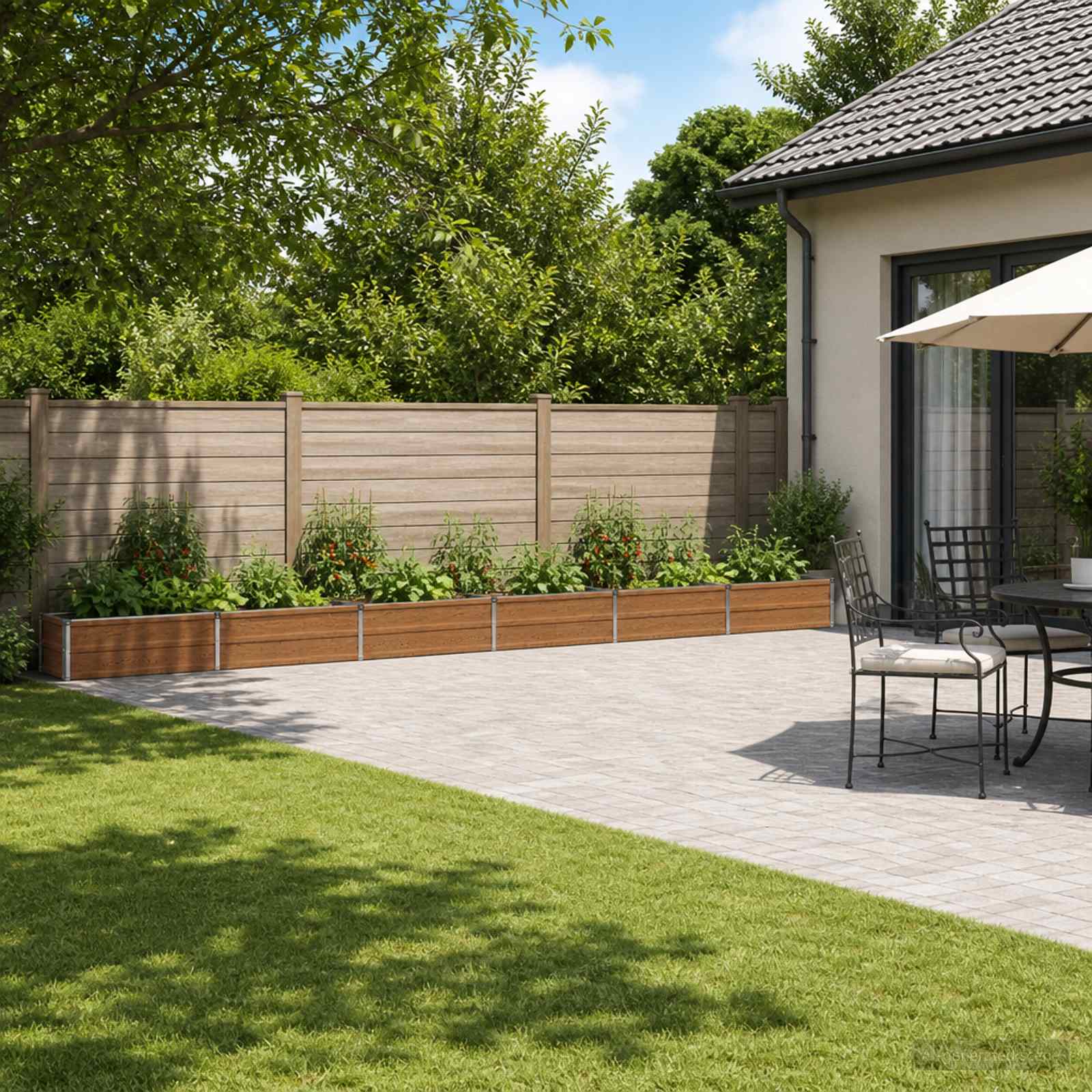 Povišana vrtna gredica Lesno rjava 600 x 40 x 24 cm Jeklo