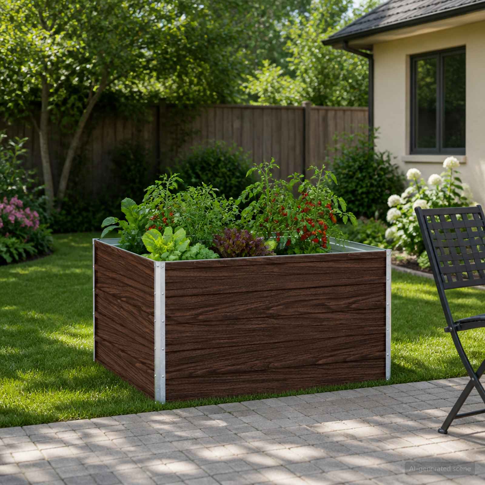 Verhoogd Tuinbed Zwart 100 x 80 x 55 cm koudgewalst staal image 1