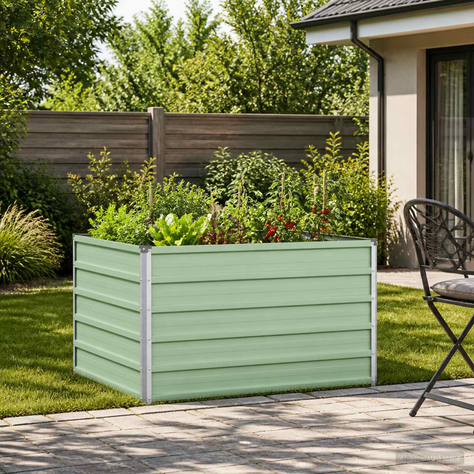 Verhoogd Tuinbed Pastelgroen 100 x 80 x 55 cm koudgewalst staal image 1