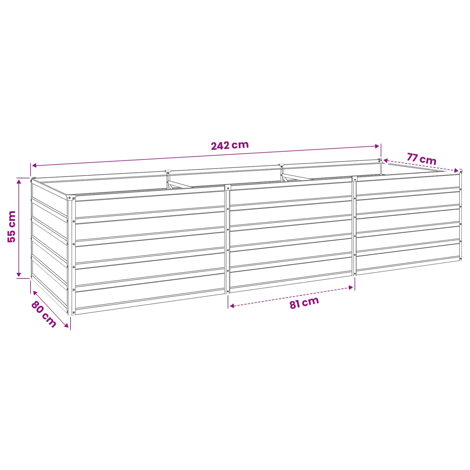 Verhoogd Tuinbed Pastelgroen 240 x 80 x 55 cm koudgewalst staal image 9