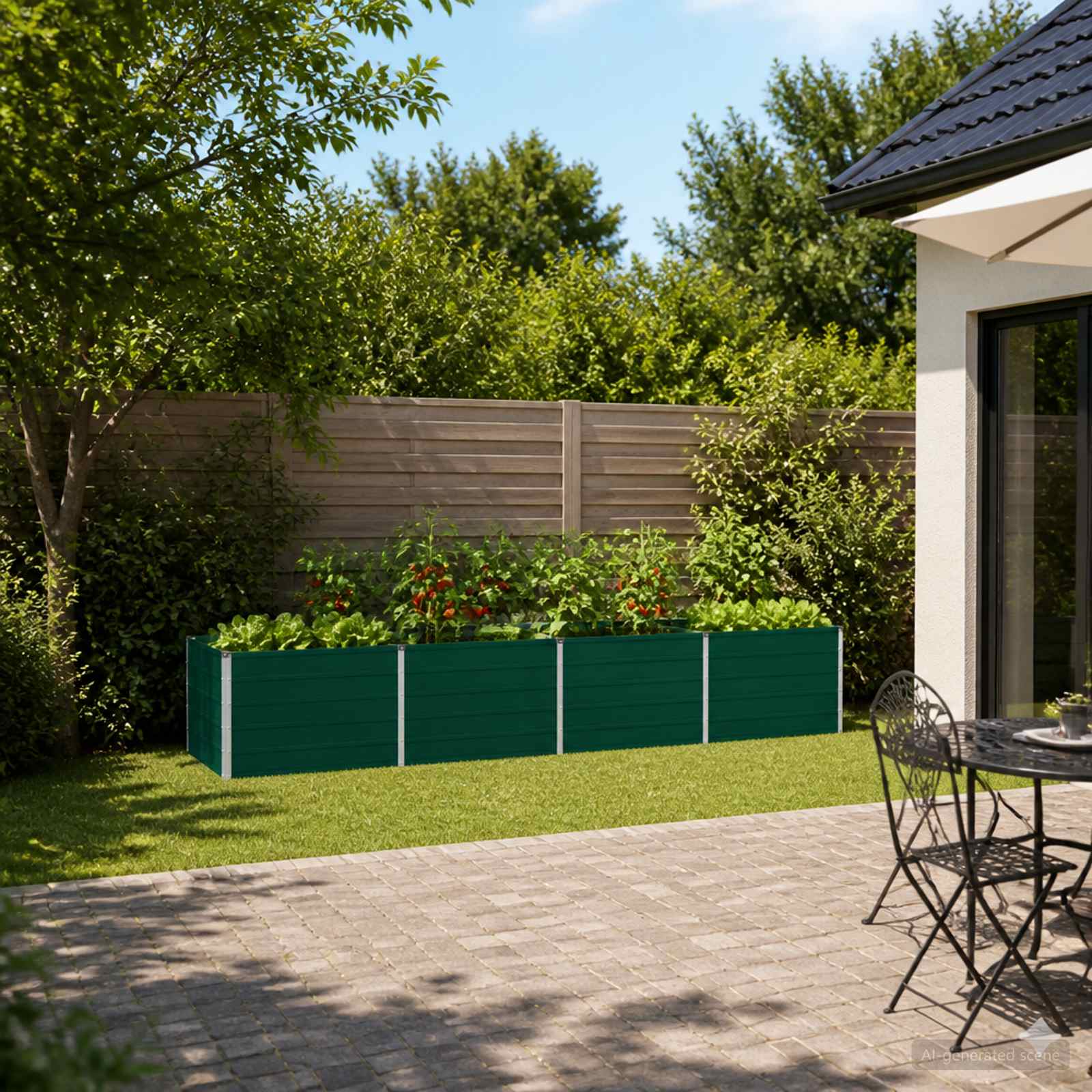 Verhoogd Tuinbed Groen 320 x 80 x 55 cm koudgewalst stalen image 1