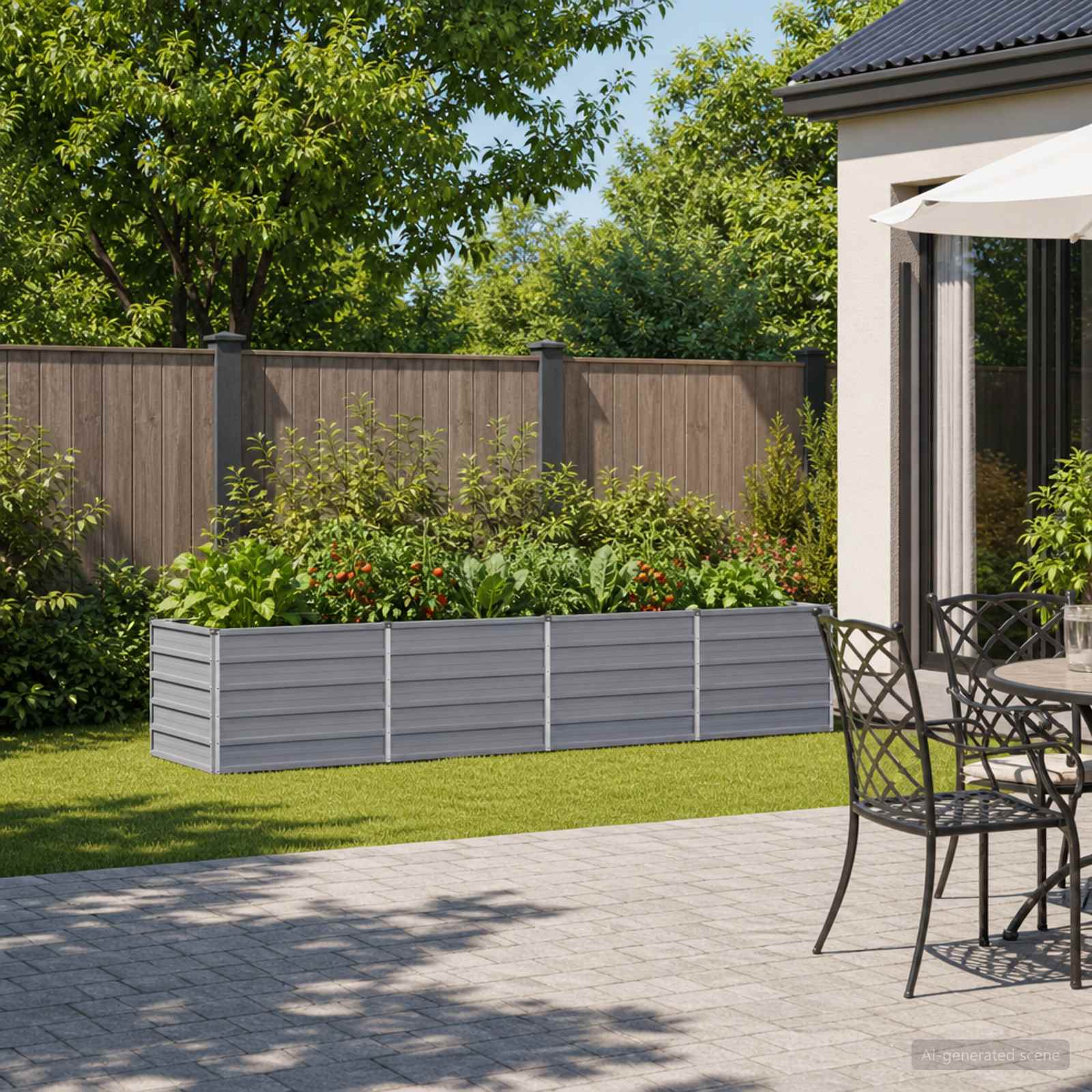 Verhoogd Tuinbed Grijs 320 x 80 x 55 cm koudgewalst staal image 1