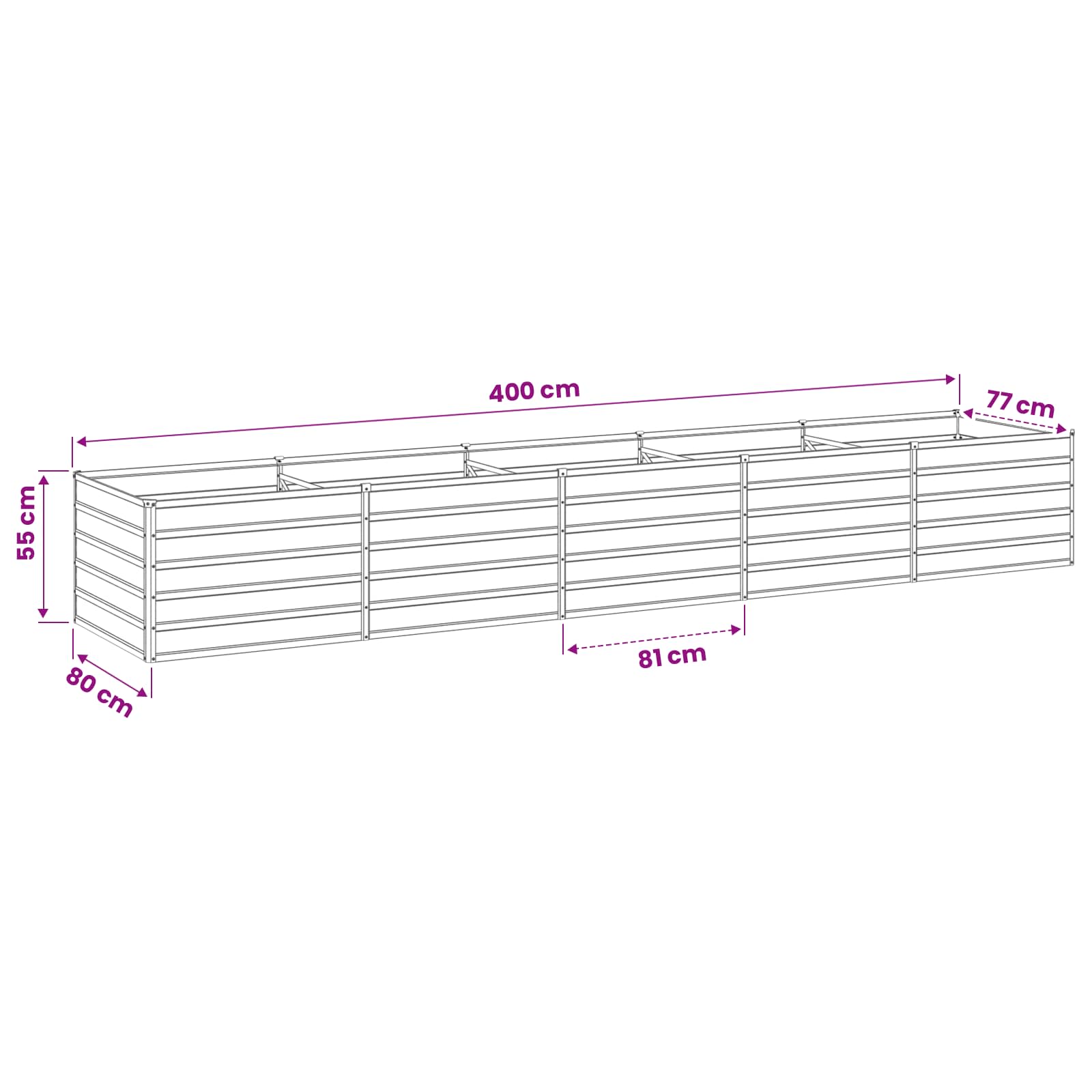 Verhoogd Tuinbed Antracietkleurig 400 x 80 x 55 cm image 8