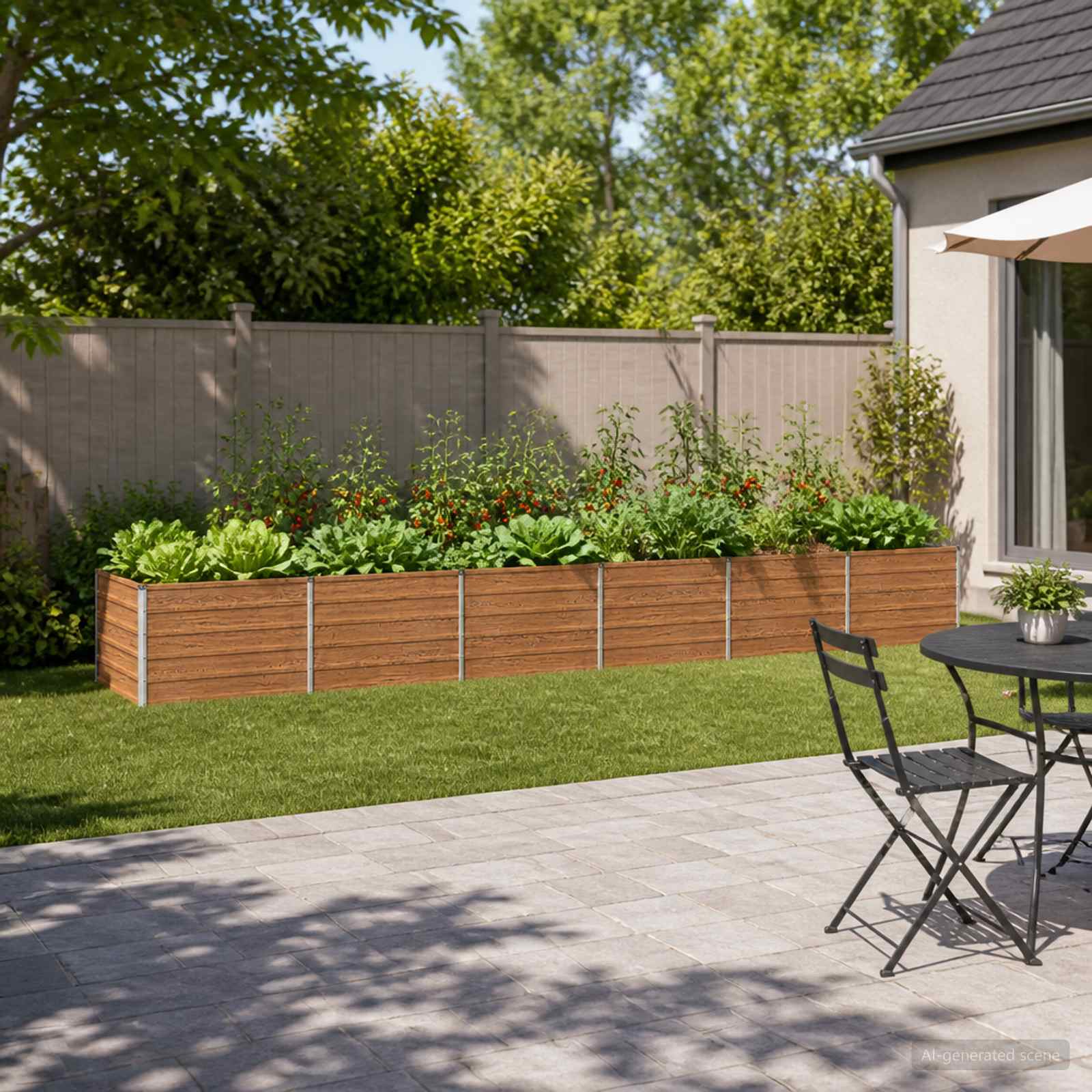 Verhoogd Tuinbed Houtbruin 480 x 80 x 55 cm koudgewalst staal image 1