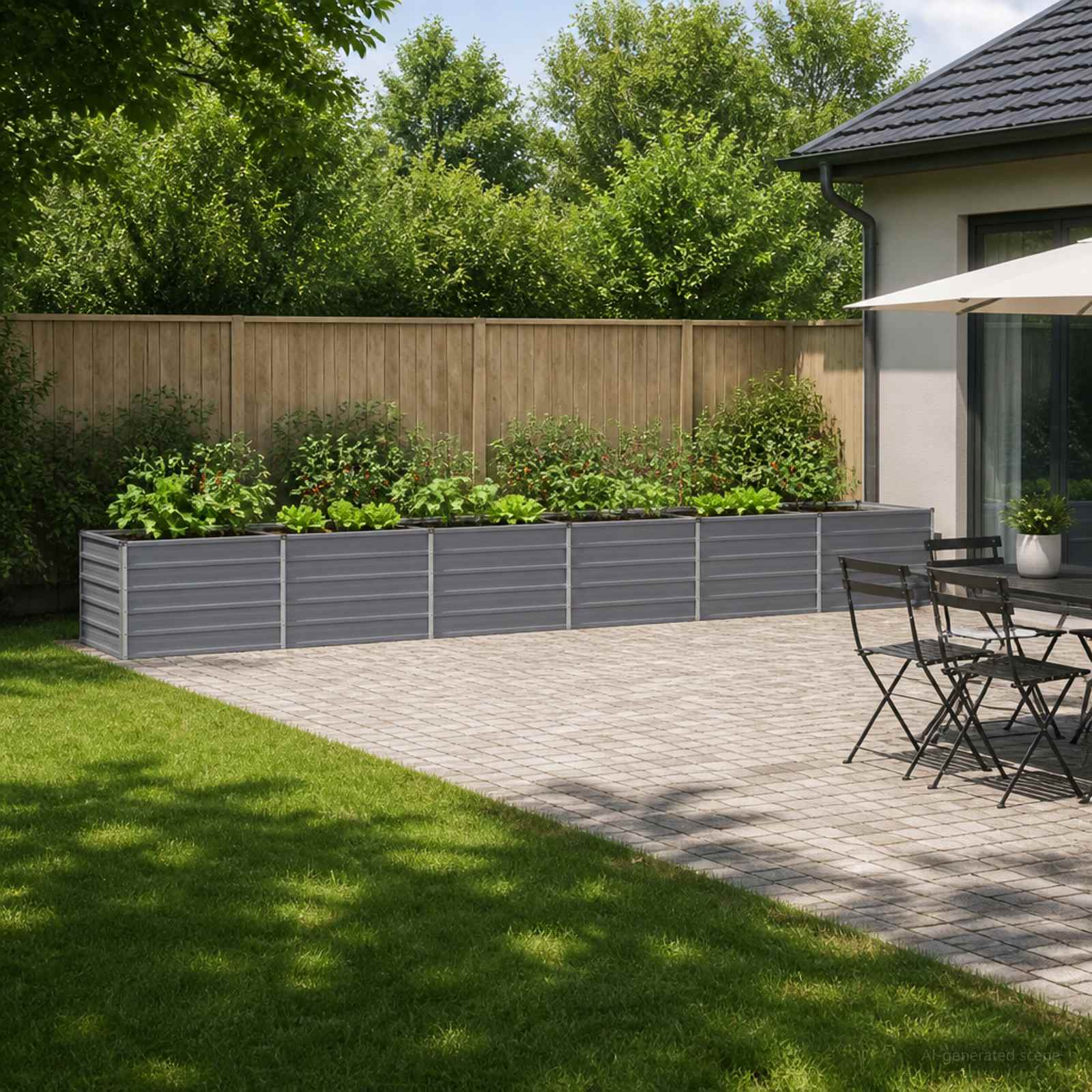 vidaXL Hævet Havebed Grå 480 x 80 x 55 cm Galvaniseret stål