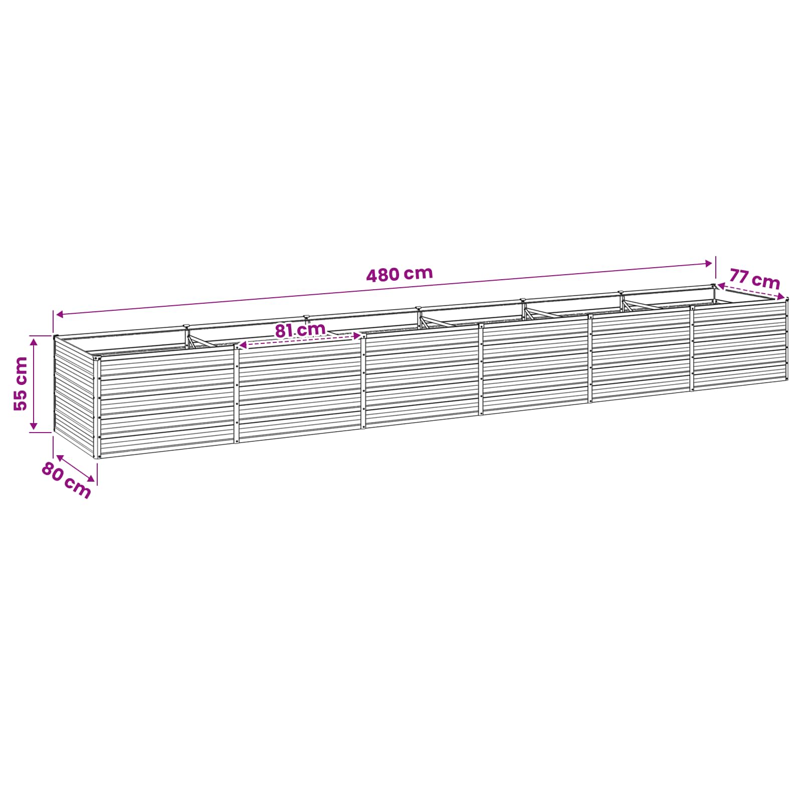Verhoogd Tuinbed Pastelgroen 480 x 80 x 55 cm koudgewalst staal image 9