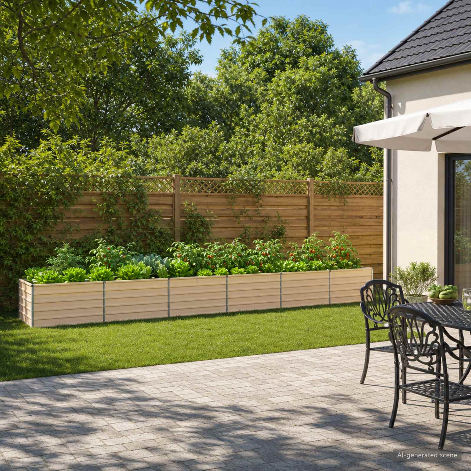 vidaXL Hochbeet im Garten Elfenbein 600 x 80 x 55 cm