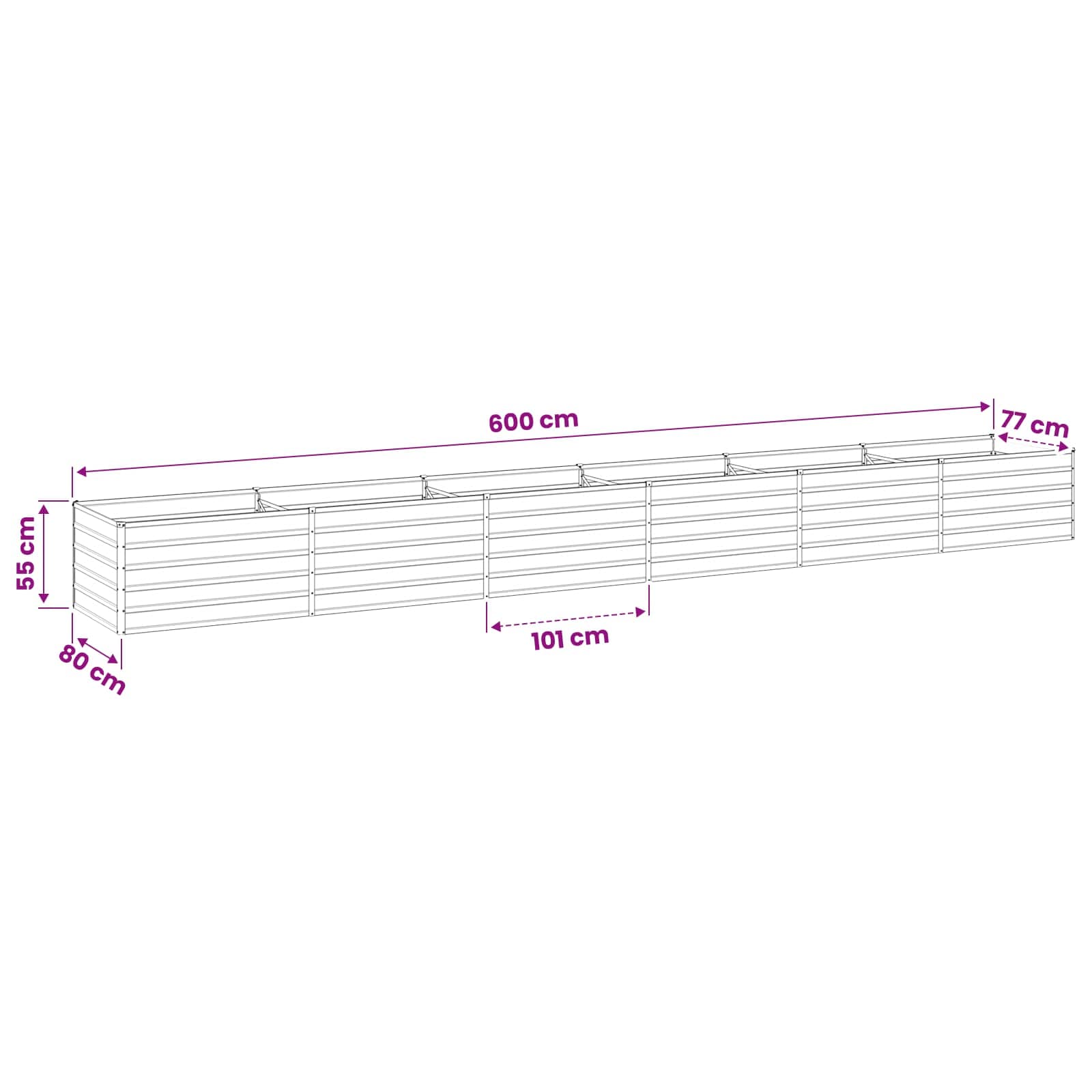 vidaXL Hochbeet im Garten Elfenbein 600 x 80 x 55 cm – Bild 9