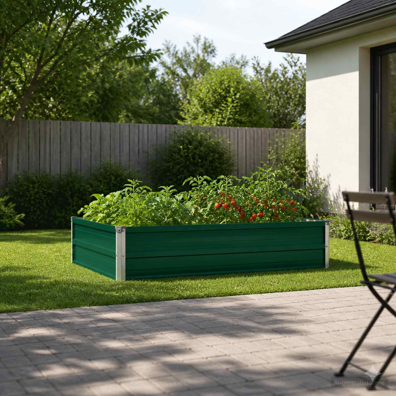 Verhoogd Tuinbed Groen 100 x 80 x 24 cm koudgewalst stalen image 1
