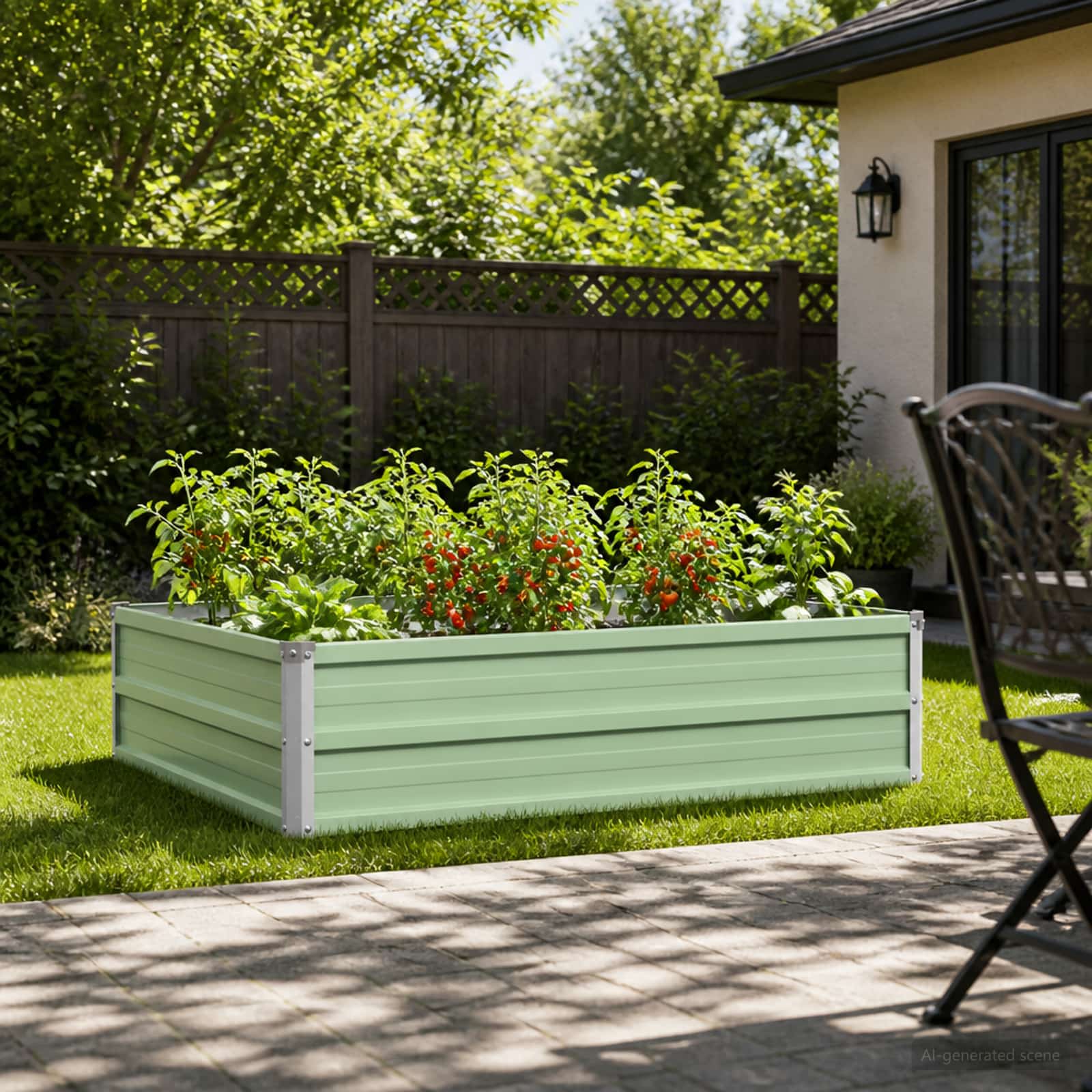 Verhoogd Tuinbed Pastelgroen 100 x 80 x 24 cm koudgewalst staal image 1