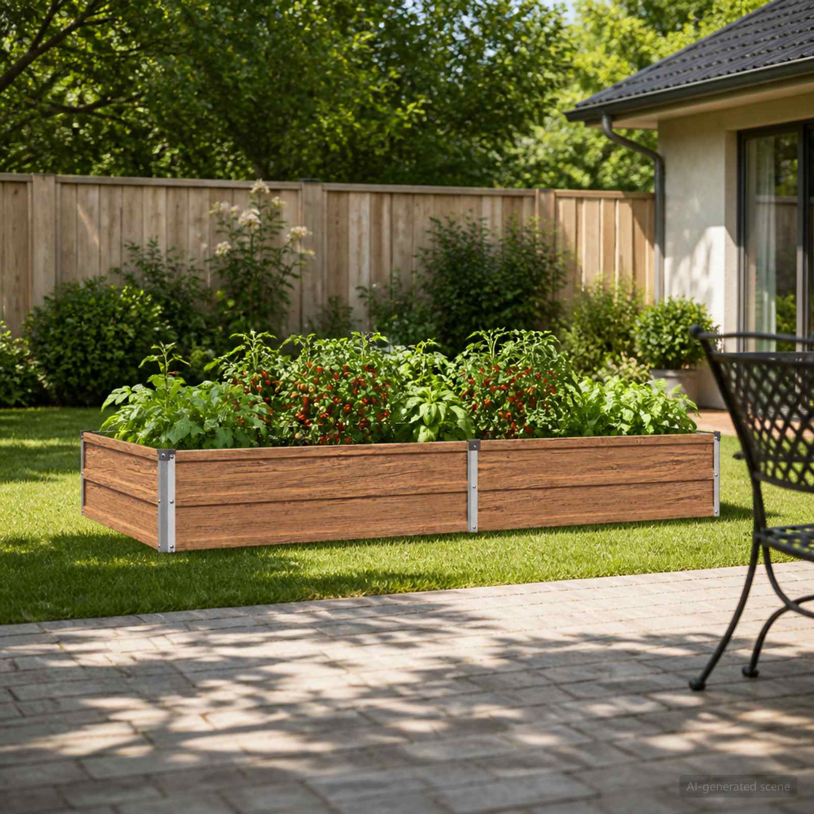 Verhoogd Tuinbed Houtbruin 160 x 80 x 24 cm koudgewalst staal image 1