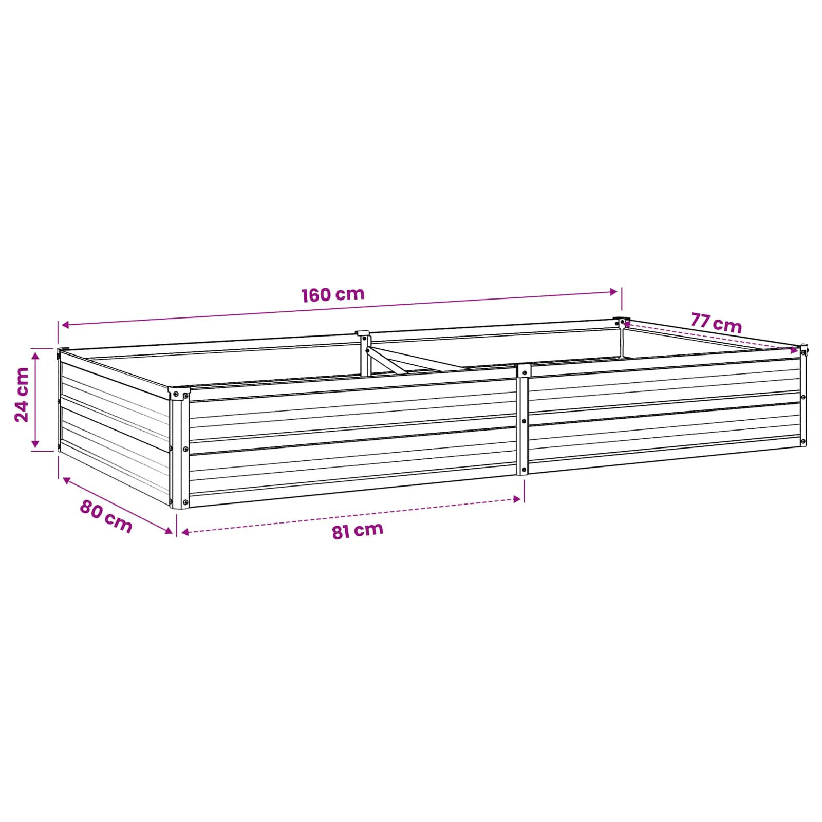 Verhoogd Tuinbed Naturel 160 x 80 x 24 cm koudgewalst staal image 9