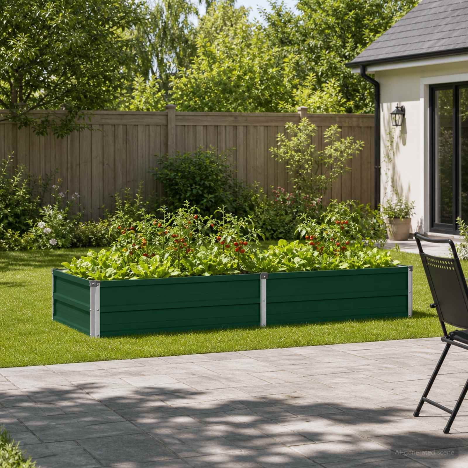 Verhoogd Tuinbed Groen 160 x 80 x 24 cm koudgewalst stalen image 1
