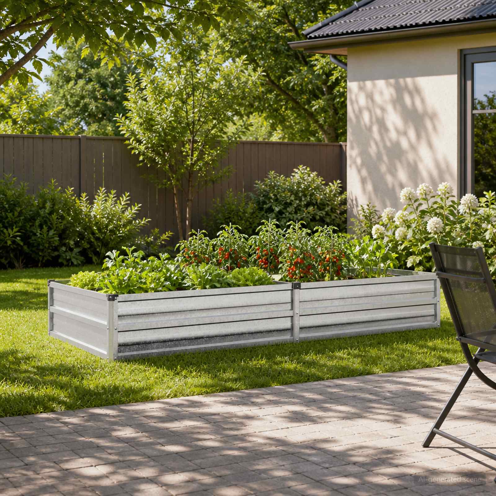 Verhoogd Tuinbed Zilverkleurig 160 x 80 x 24 cm gegalvaniseerd image 1