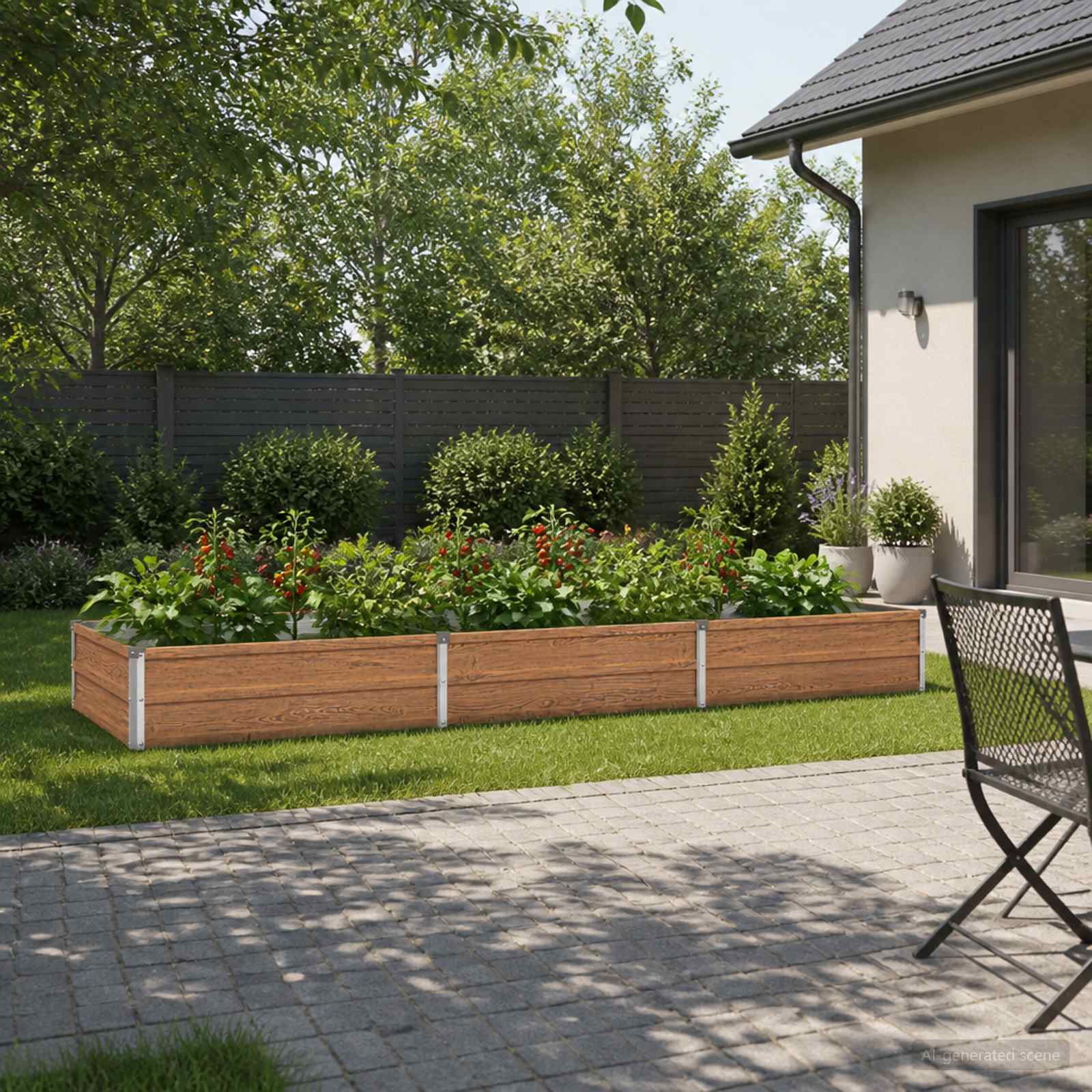 Verhoogd Tuinbed Houtbruin 240 x 80 x 24 cm koudgewalst staal image 1
