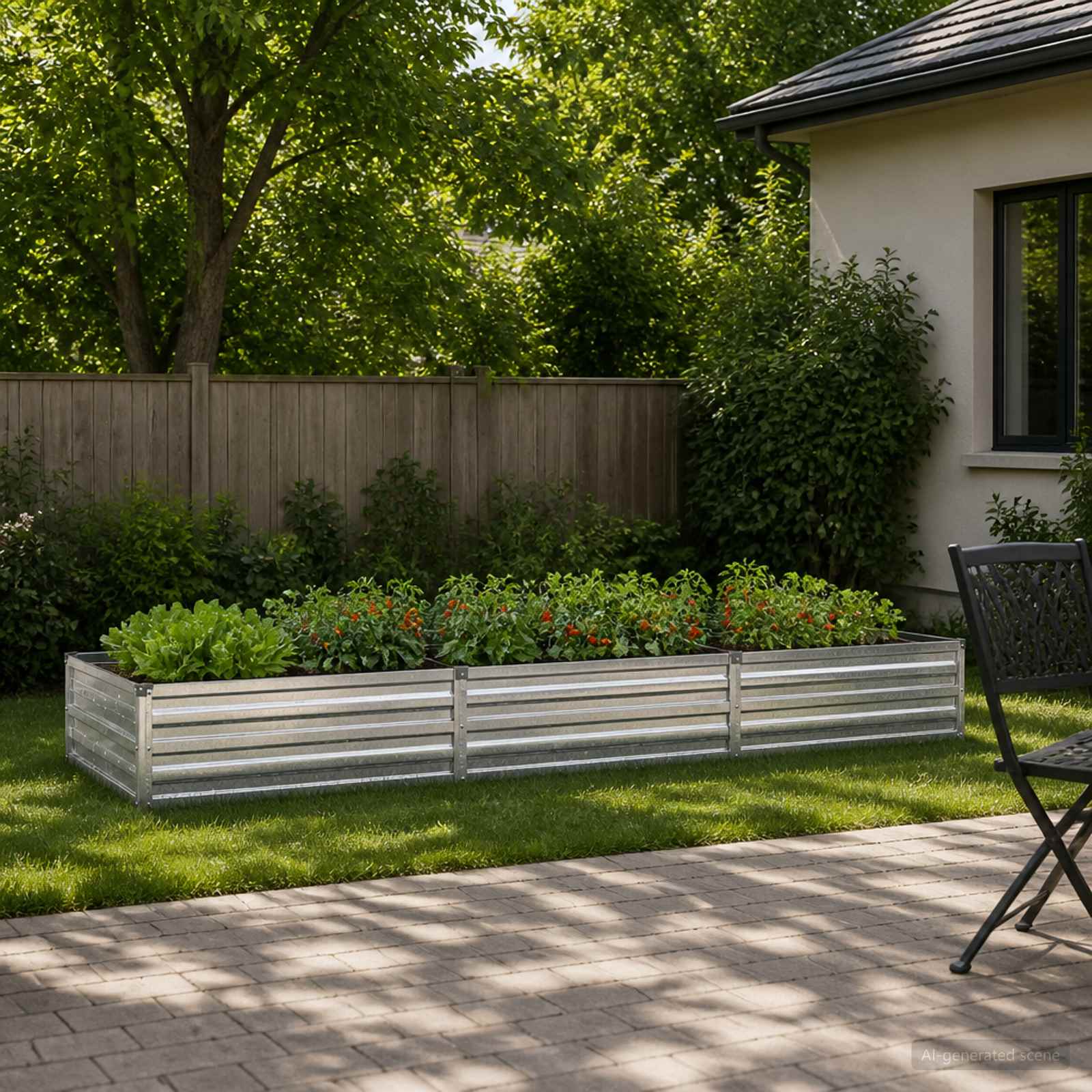 Verhoogd Tuinbed Zilverkleurig 240 x 80 x 24 cm gegalvaniseerd image 1