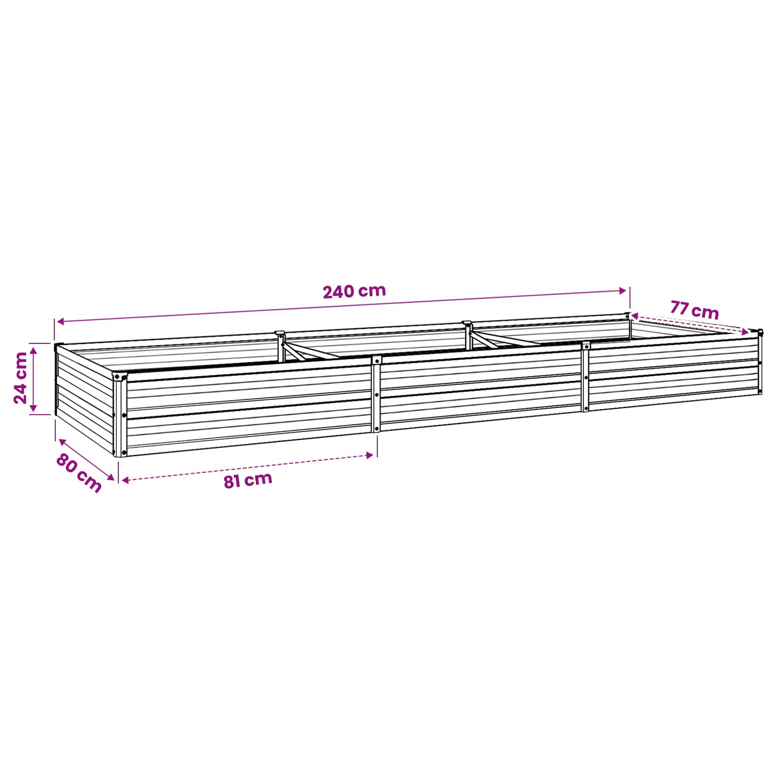 Verhoogd Tuinbed Ivoor 240 x 80 x 24 cm koudgewalst staal image 9