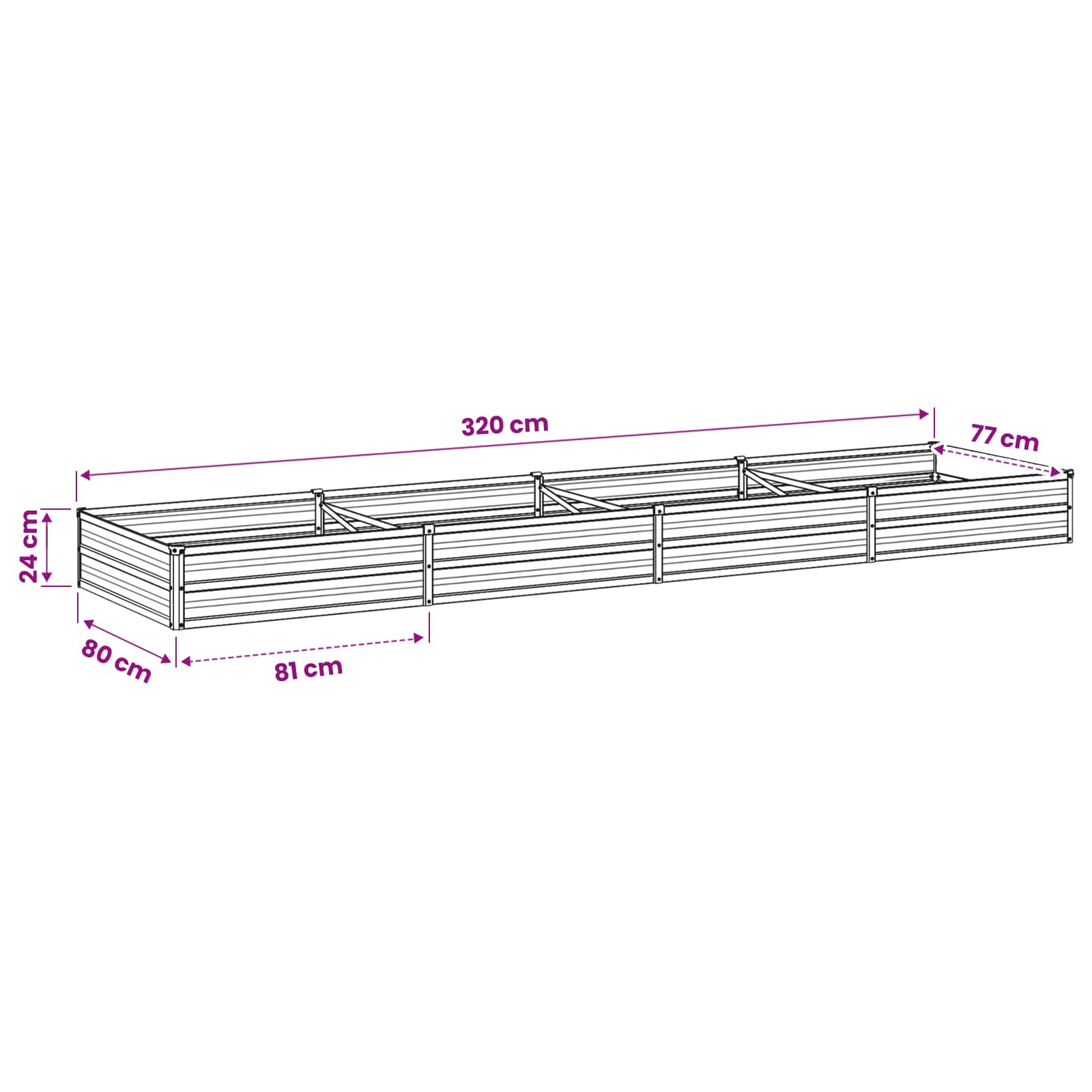 Verhoogd Tuinbed Naturel 320 x 80 x 24 cm koudgewalst staal image 8