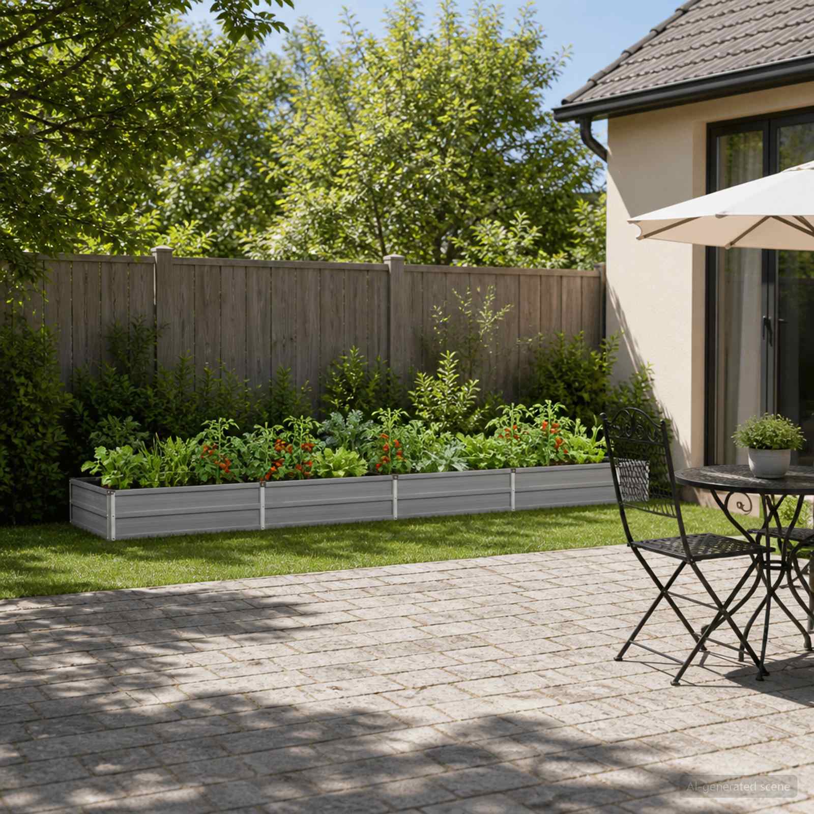 vidaXL Hævet Havebed Grå 320 x 80 x 24 cm Galvaniseret stål