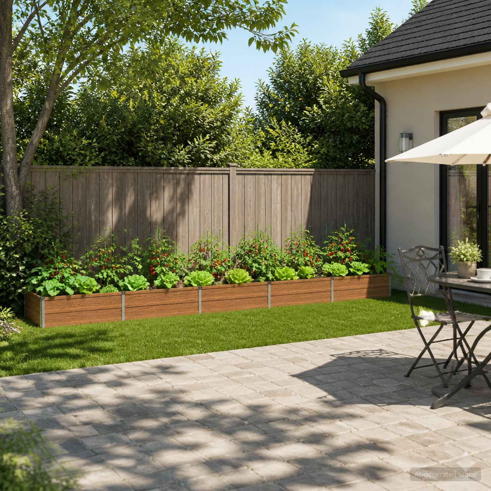 Verhoogd Tuinbed Houtbruin 400 x 80 x 24 cm koudgewalst staal image 1