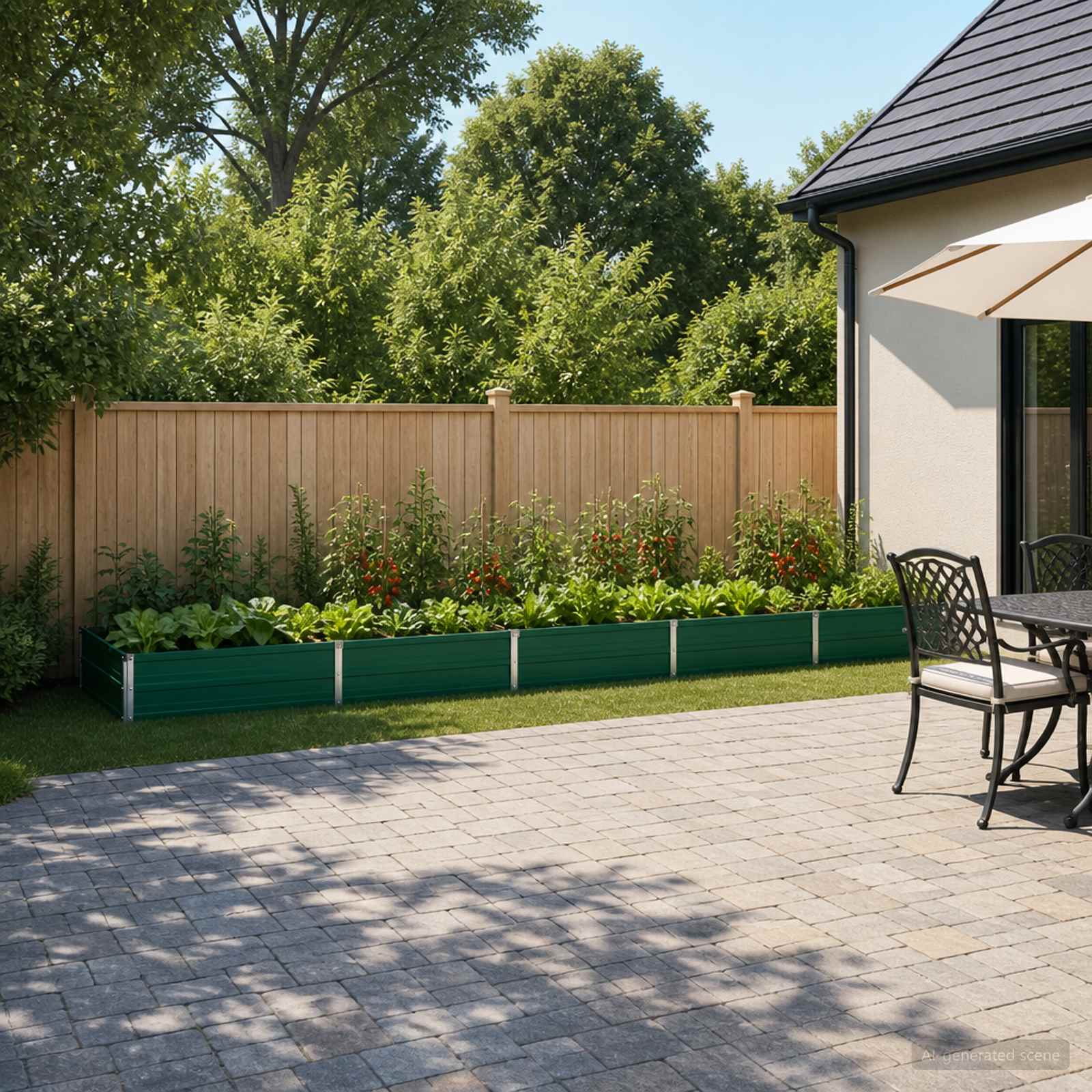 Verhoogd Tuinbed Groen 400 x 80 x 24 cm koudgewalst stalen image 1