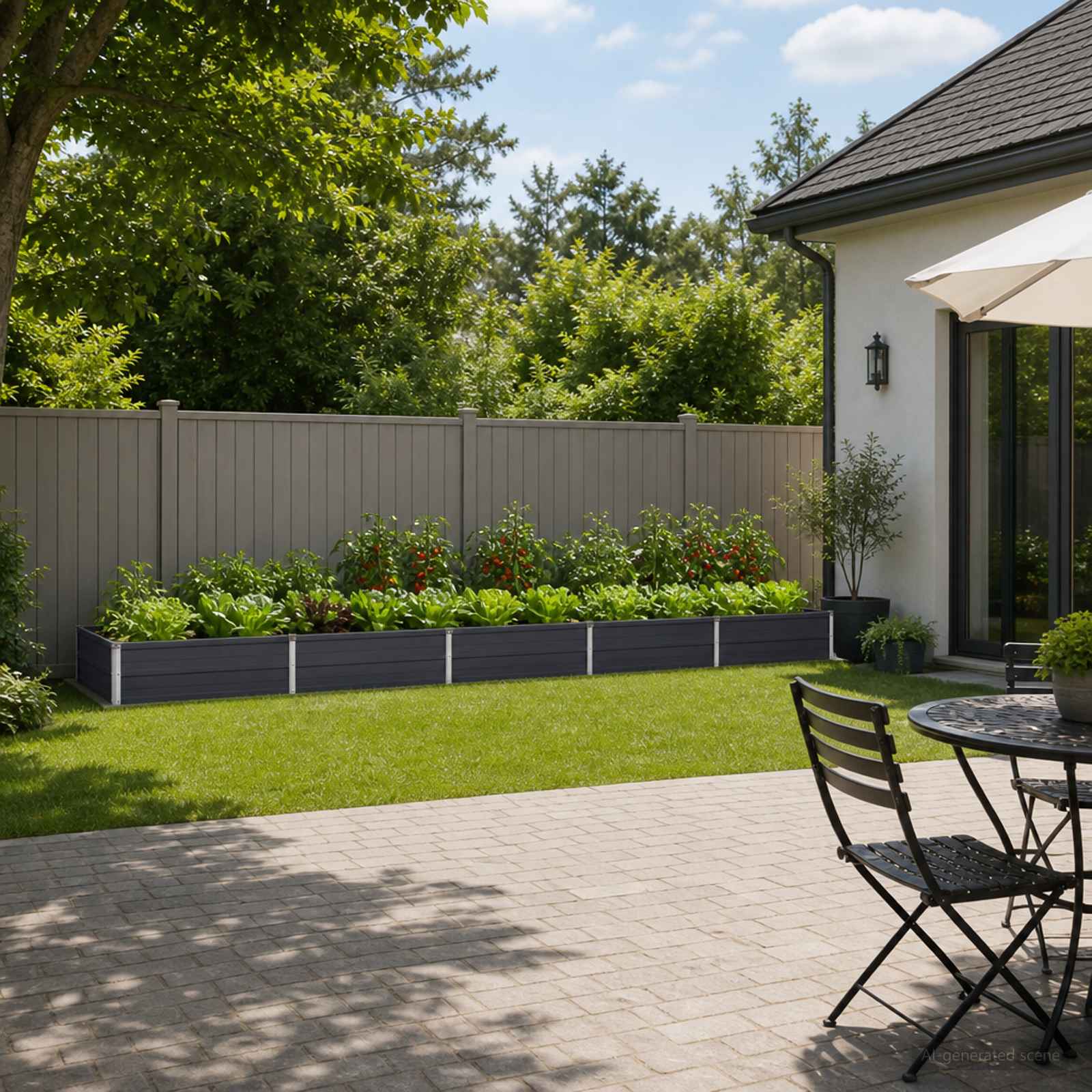 vidaXL Hævet Havebed Antracit 400 x 80 x 24 cm Galvaniseret stål