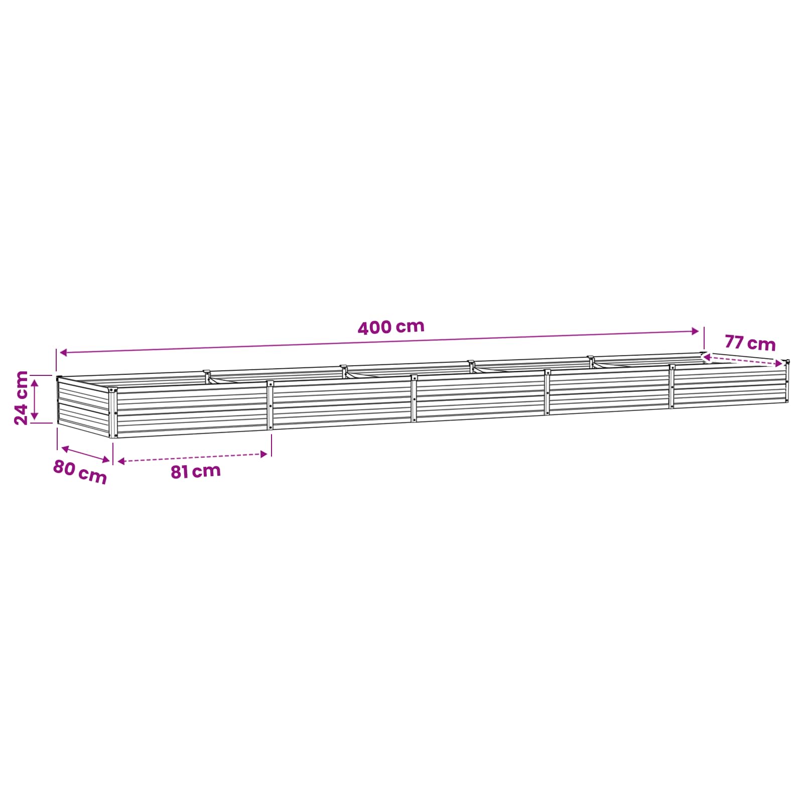Verhoogd Tuinbed Ivoor 400 x 80 x 24 cm koudgewalst staal image 9