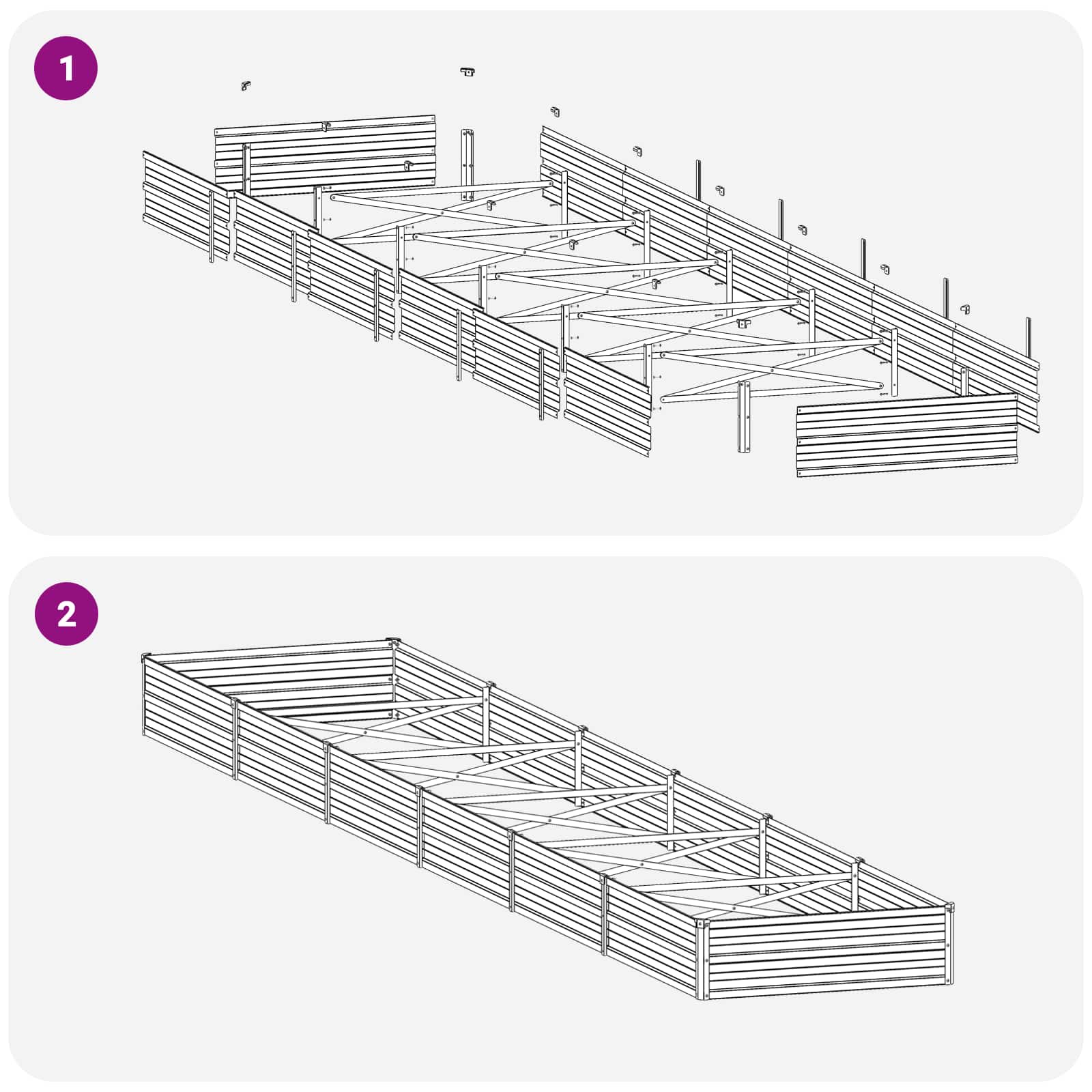 Verhoogd Tuinbed Houtbruin 480 x 80 x 24 cm koudgewalst staal image 7