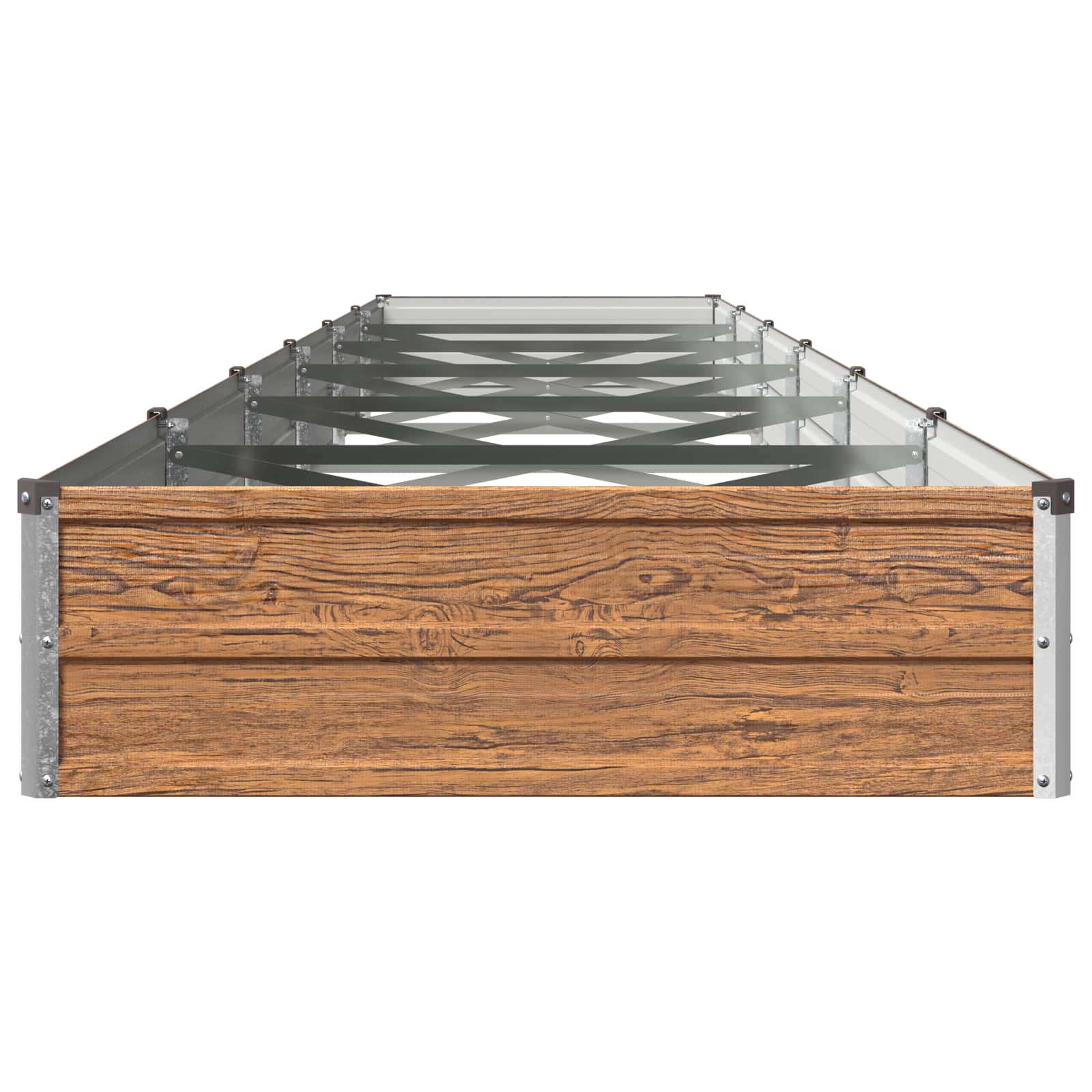 Verhoogd Tuinbed Houtbruin 480 x 80 x 24 cm koudgewalst staal image 3