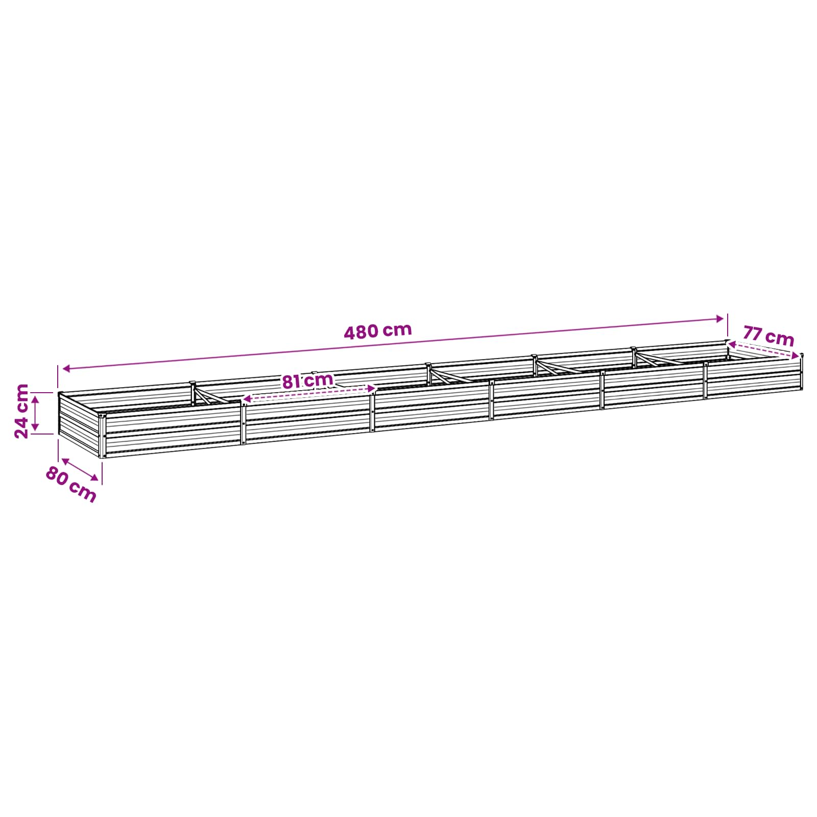 Verhoogd Tuinbed Naturel 480 x 80 x 24 cm koudgewalst staal image 8