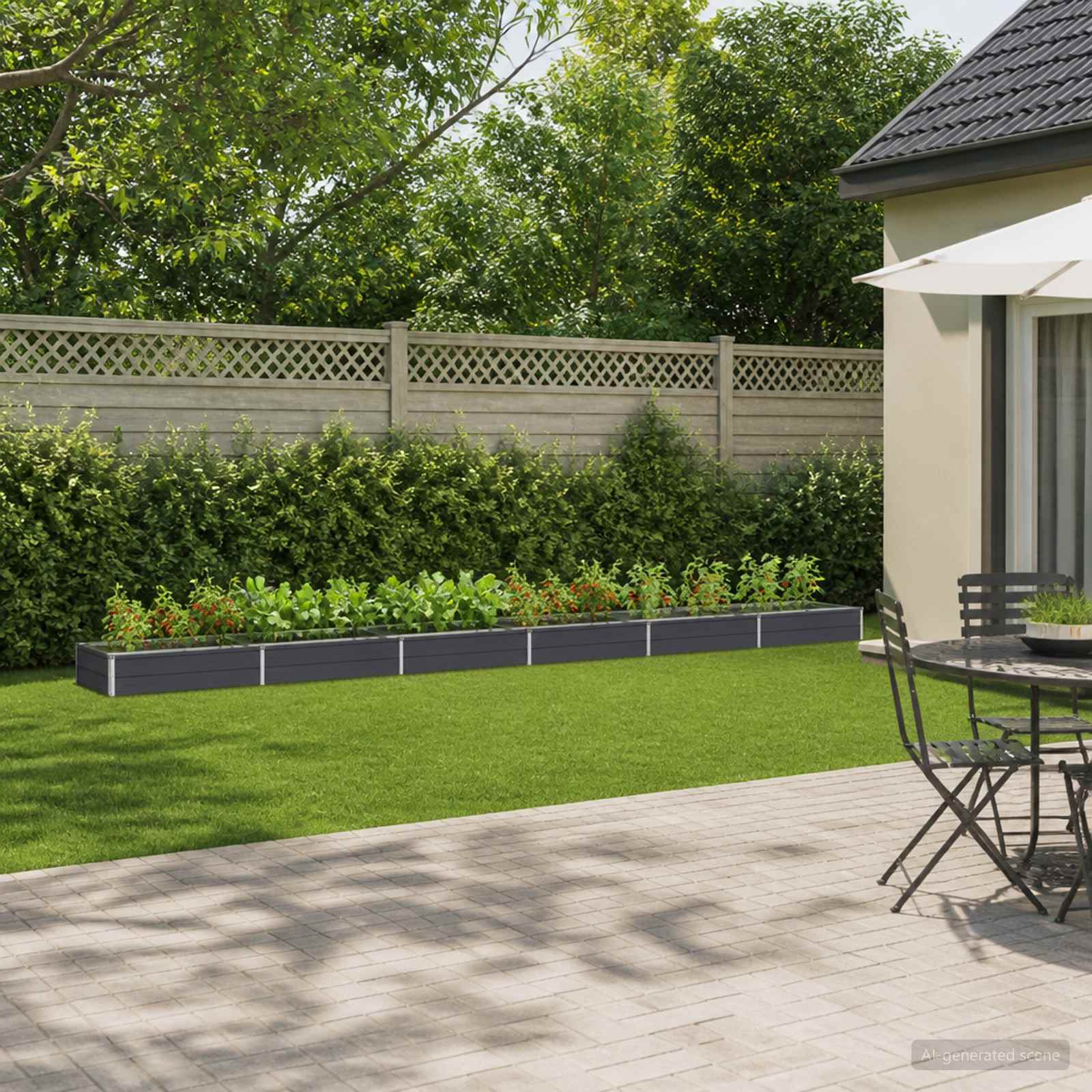 vidaXL Hævet Havebed Antracit 600 x 80 x 24 cm Galvaniseret stål