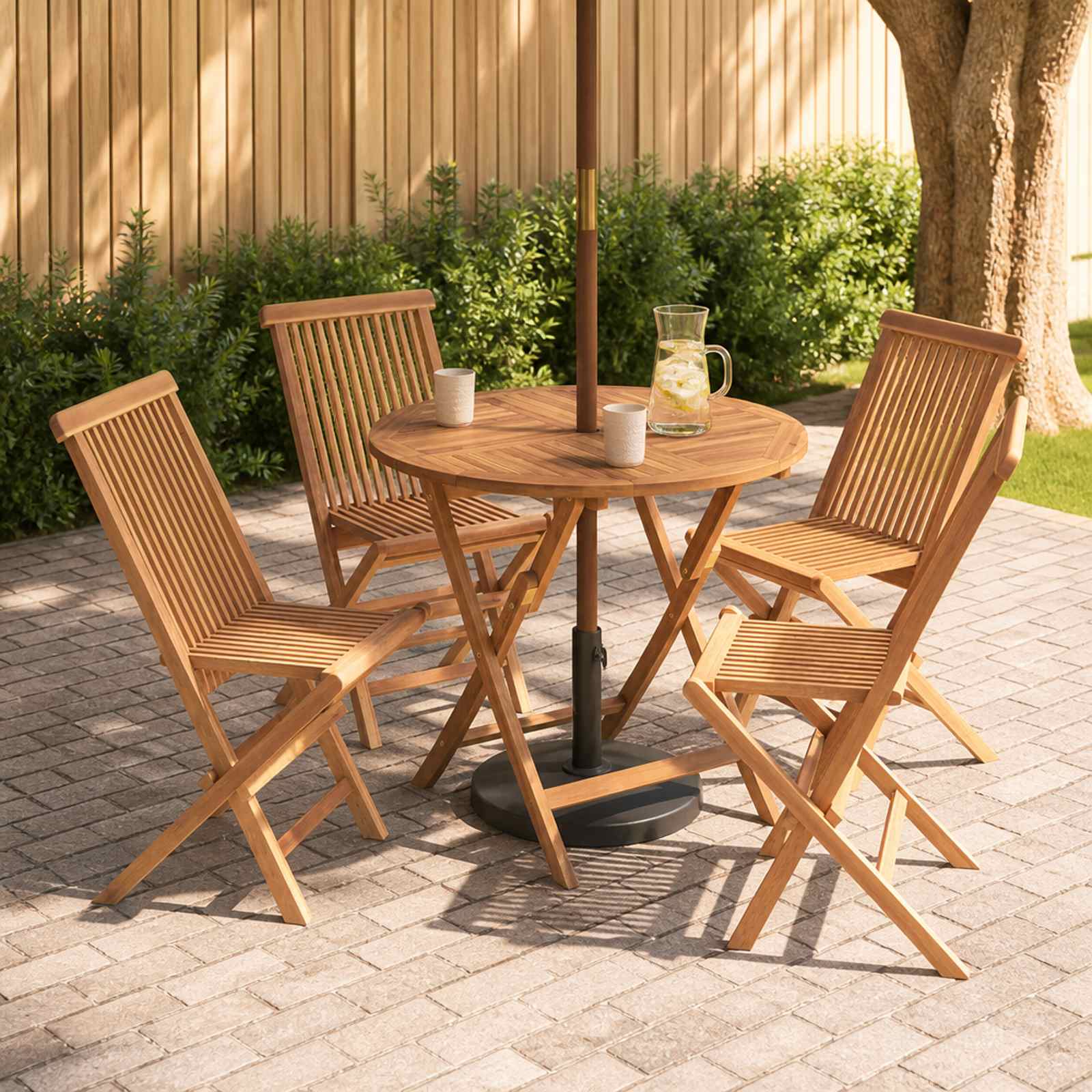5-delige inklapbare tuinbistroset Naturel Massief Teakhout image 1