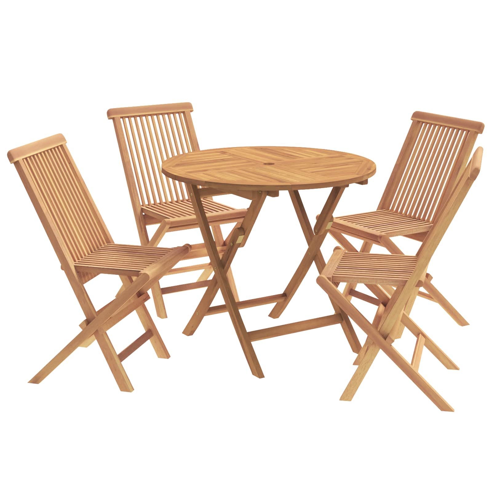 5-delige inklapbare tuinbistroset Naturel Massief Teakhout image 2