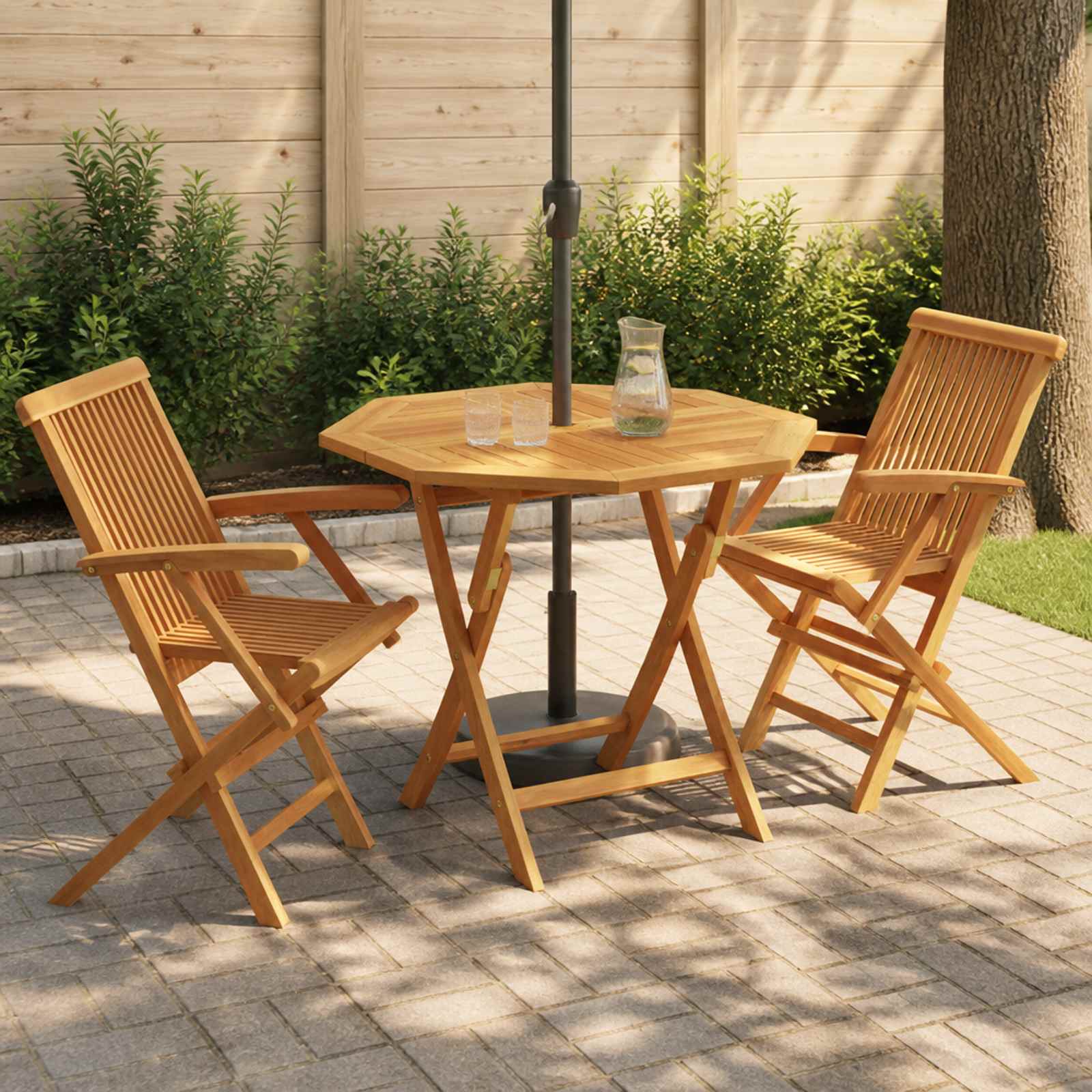 vidaXL 3-teiliges klappbares Garten Bistro Set 3 stk. Natur